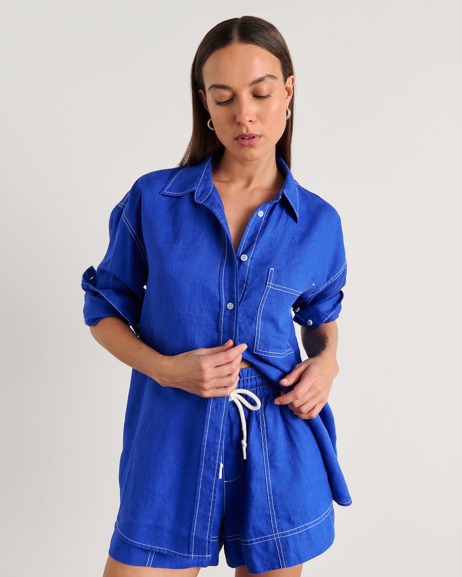 JAG gigi linen pull on short cobalt