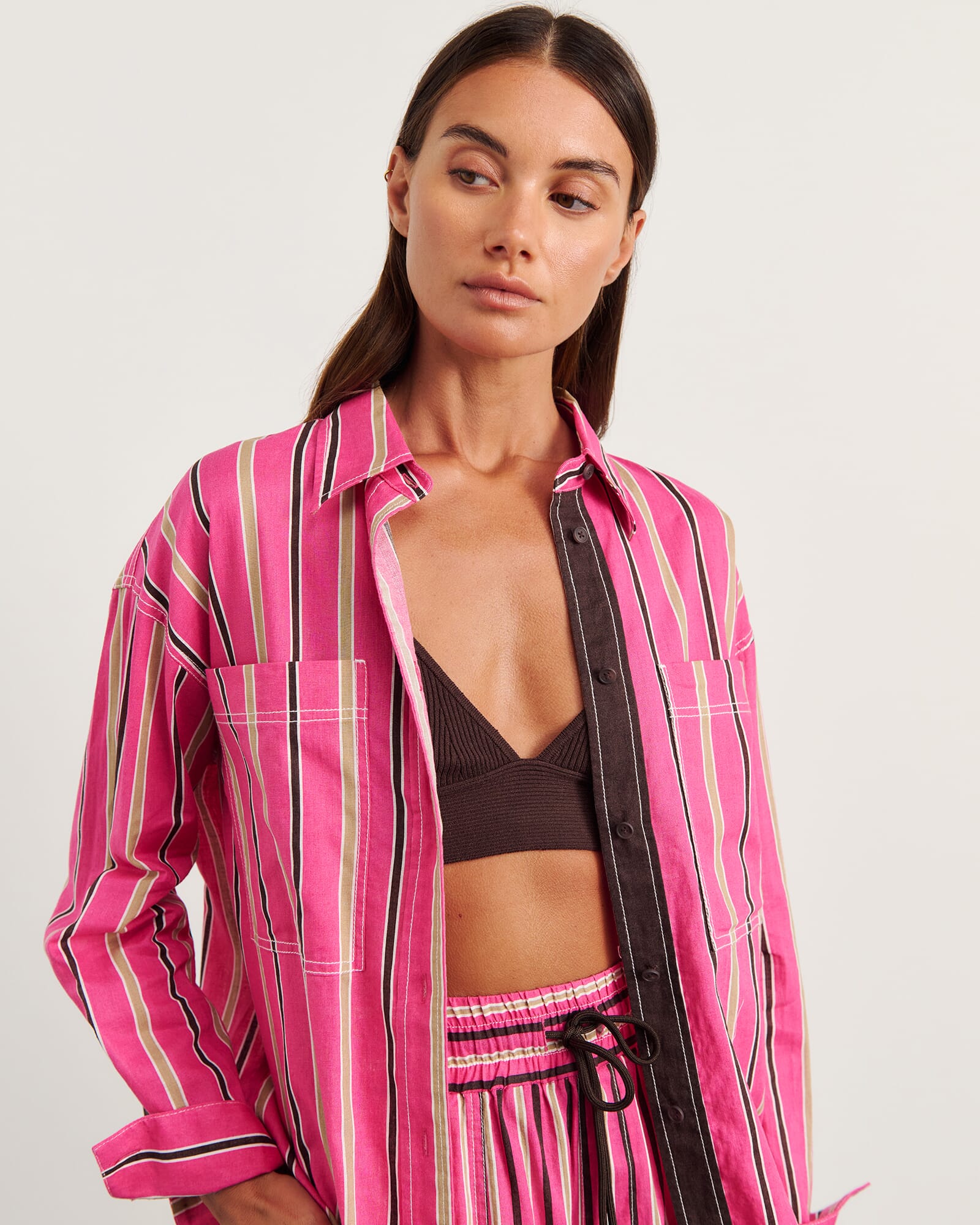 JAG winona stripe shirt pinkmulti
