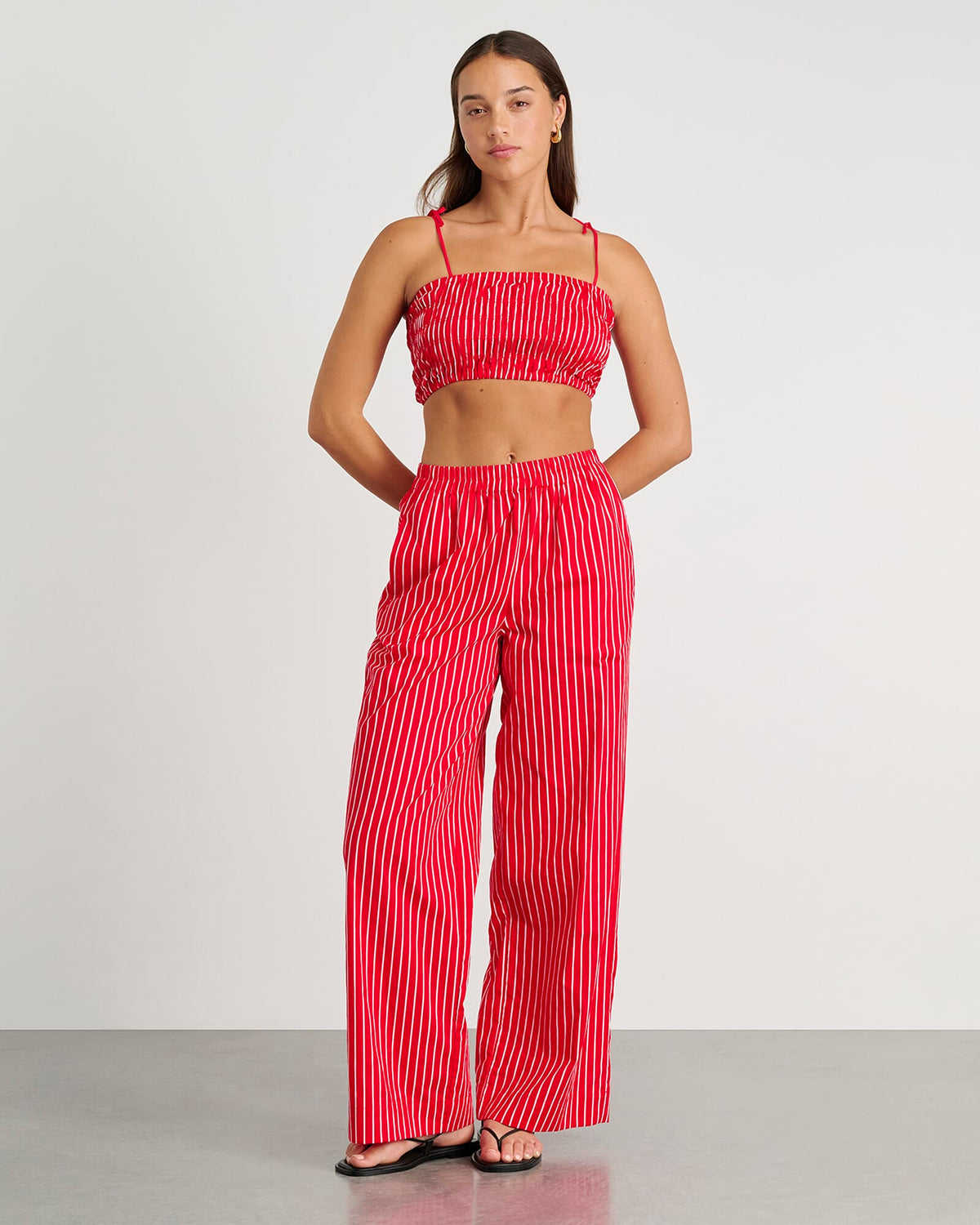 JAG cotton stripe bodice redwhite