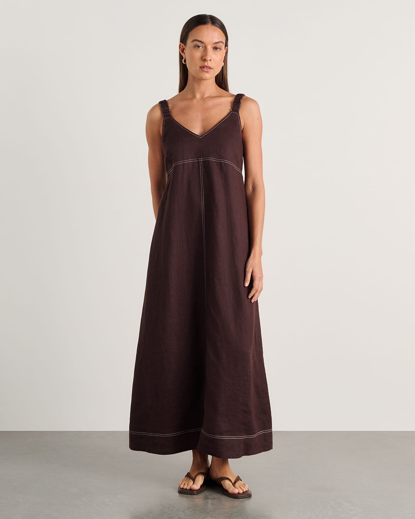 Sara Linen Midi Dress
