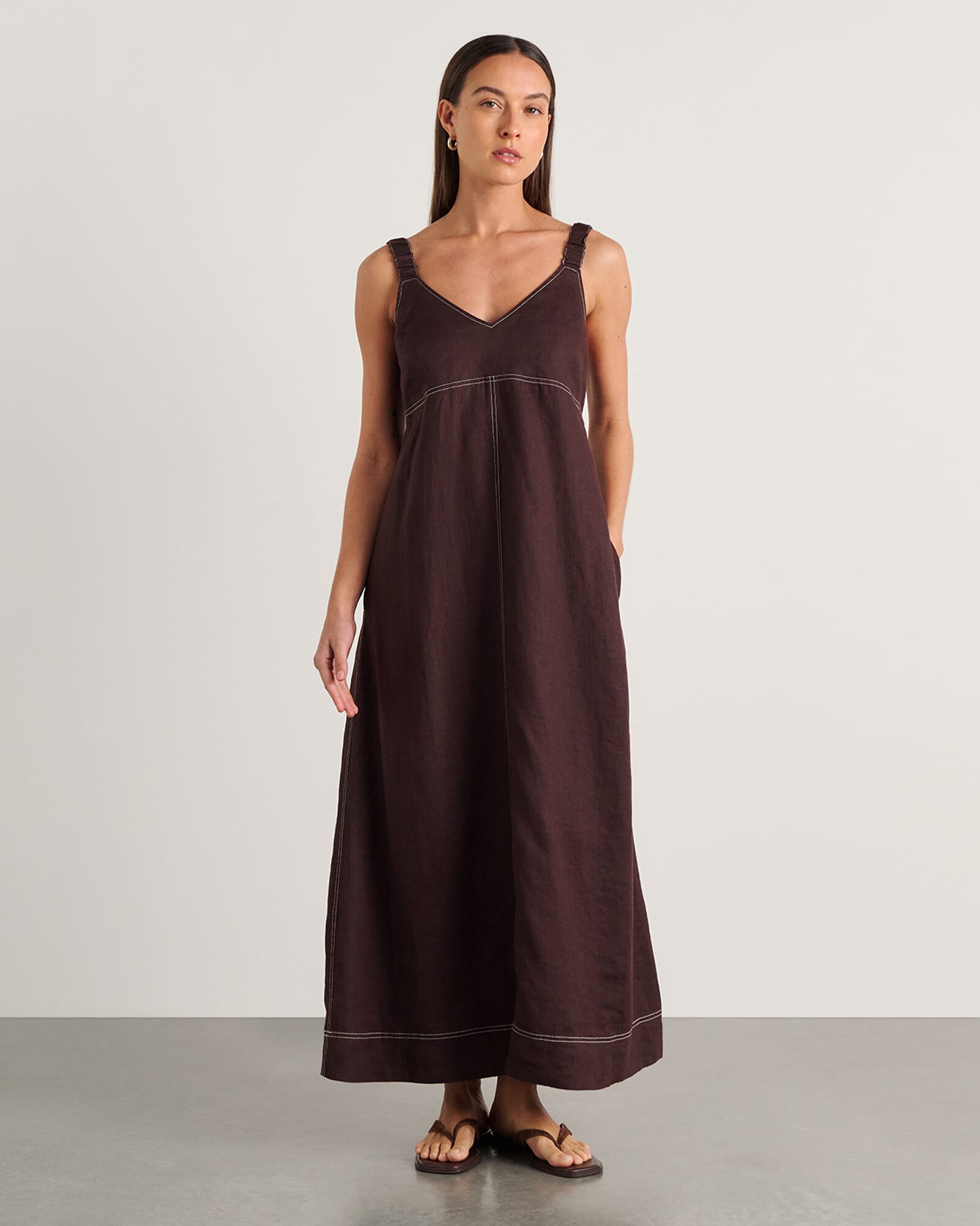 Sara Linen Midi Dress