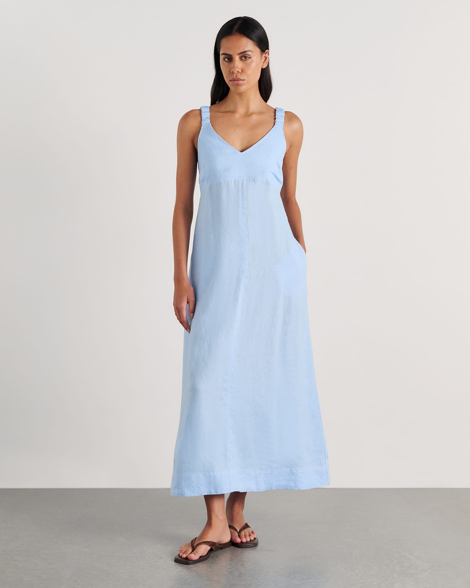 Sara Linen Midi Dress