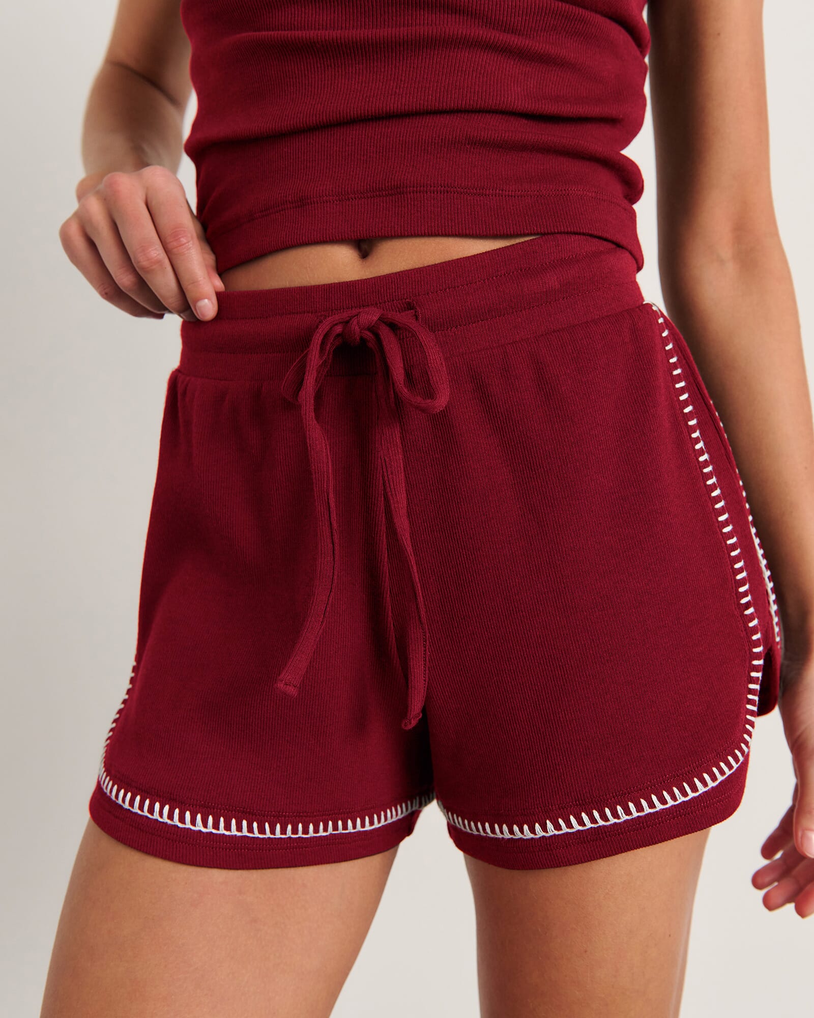 JAG celina blanket stitch short burgundy