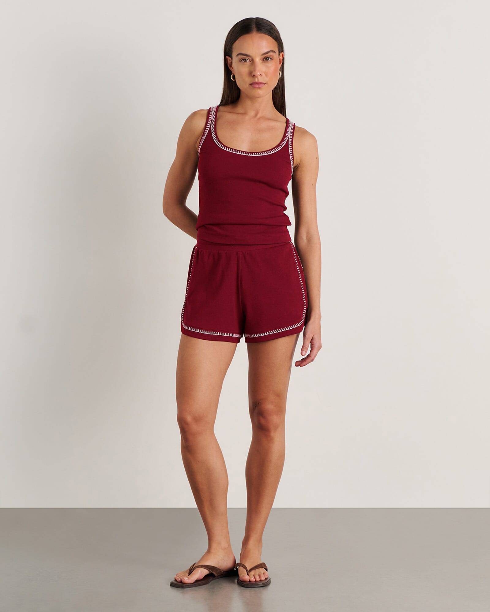JAG celina blanket stitch short burgundy