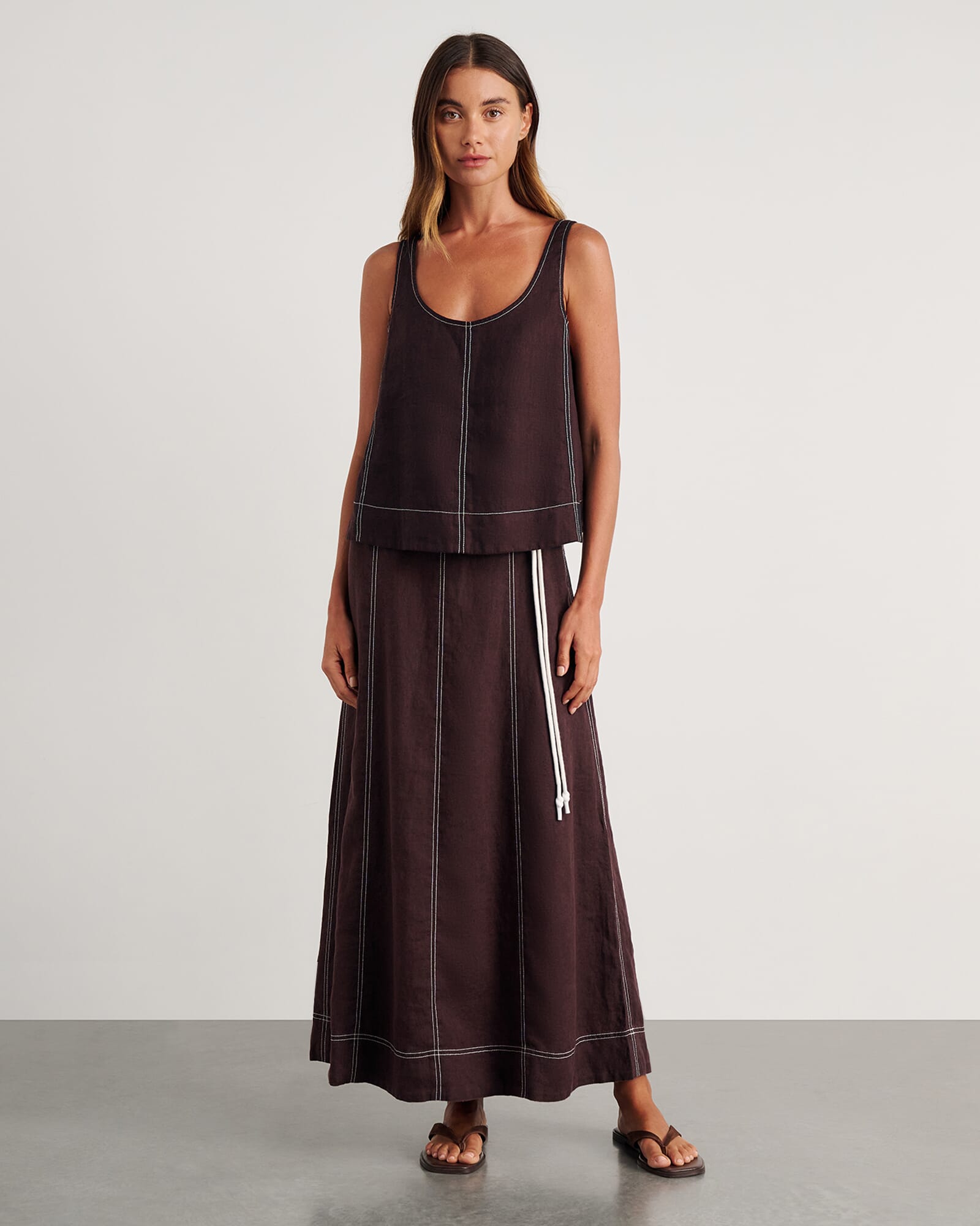 JAG sabine linen maxi skirt darkchocolate