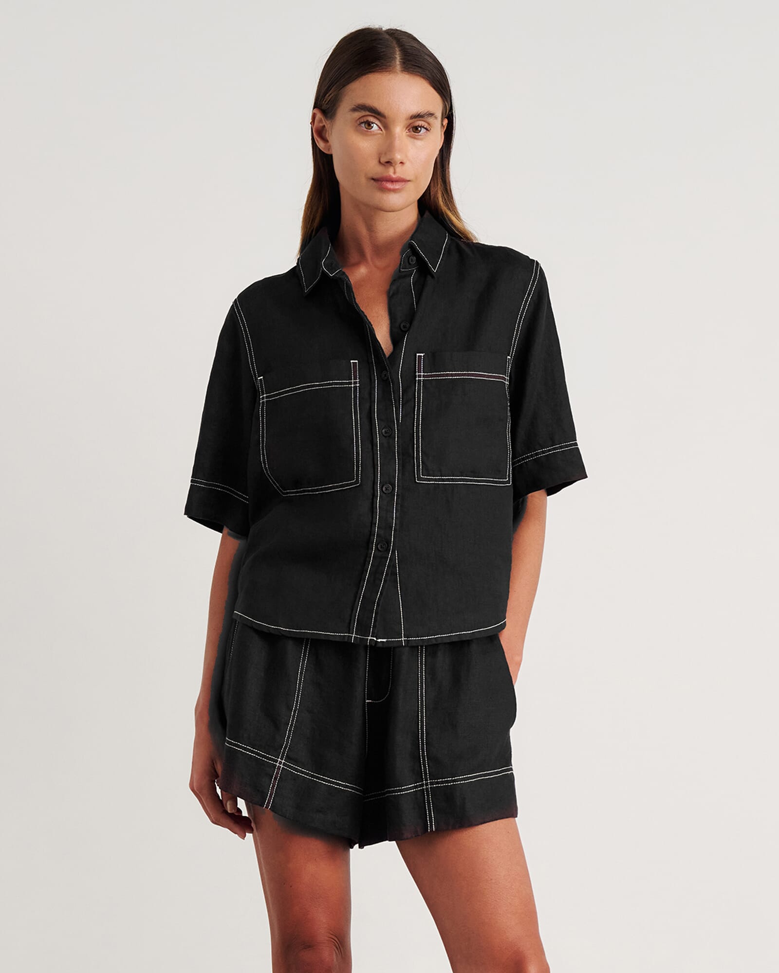 JAG gigi relaxed short sleeve shirt black