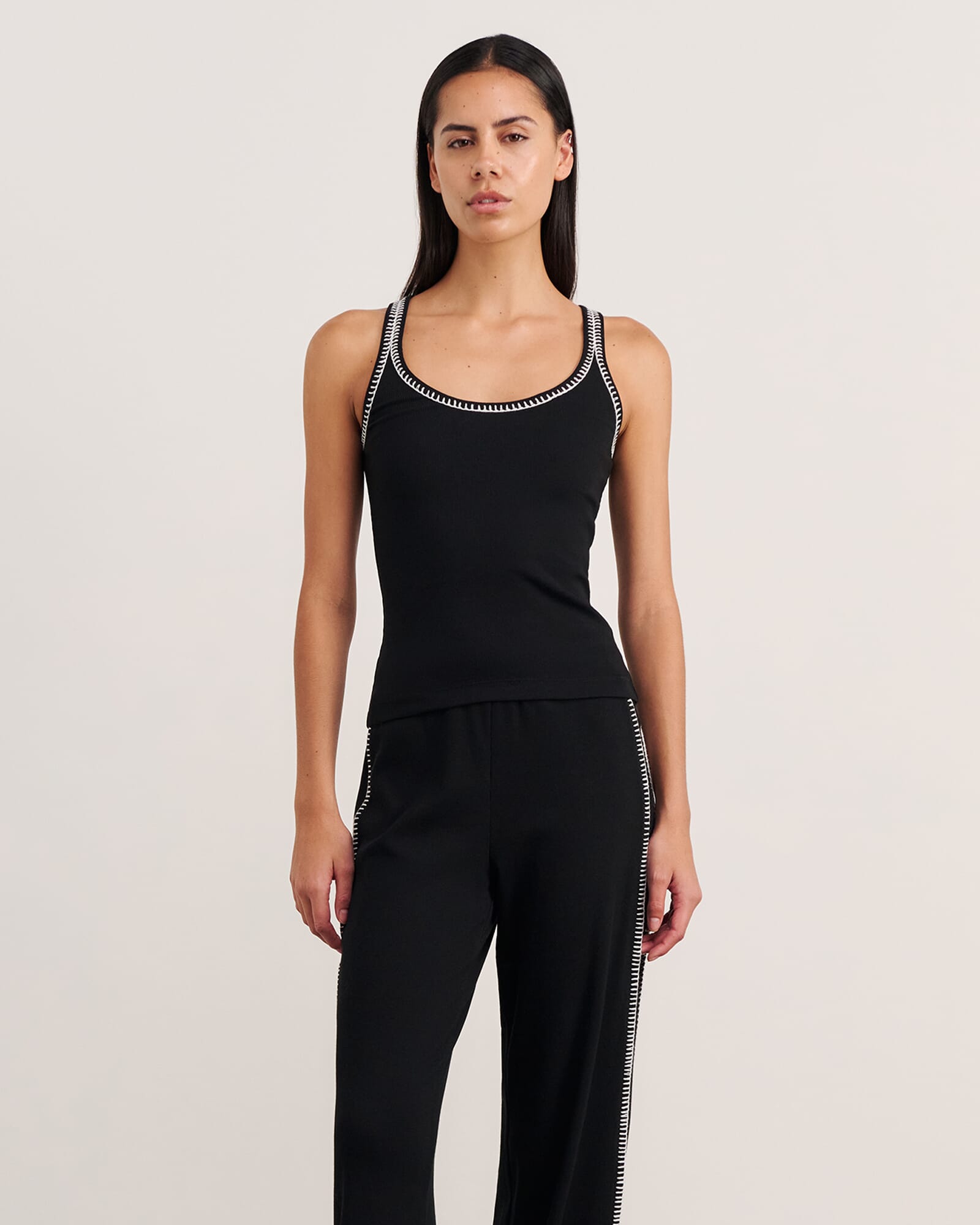 JAG celina blanket stitch tank black