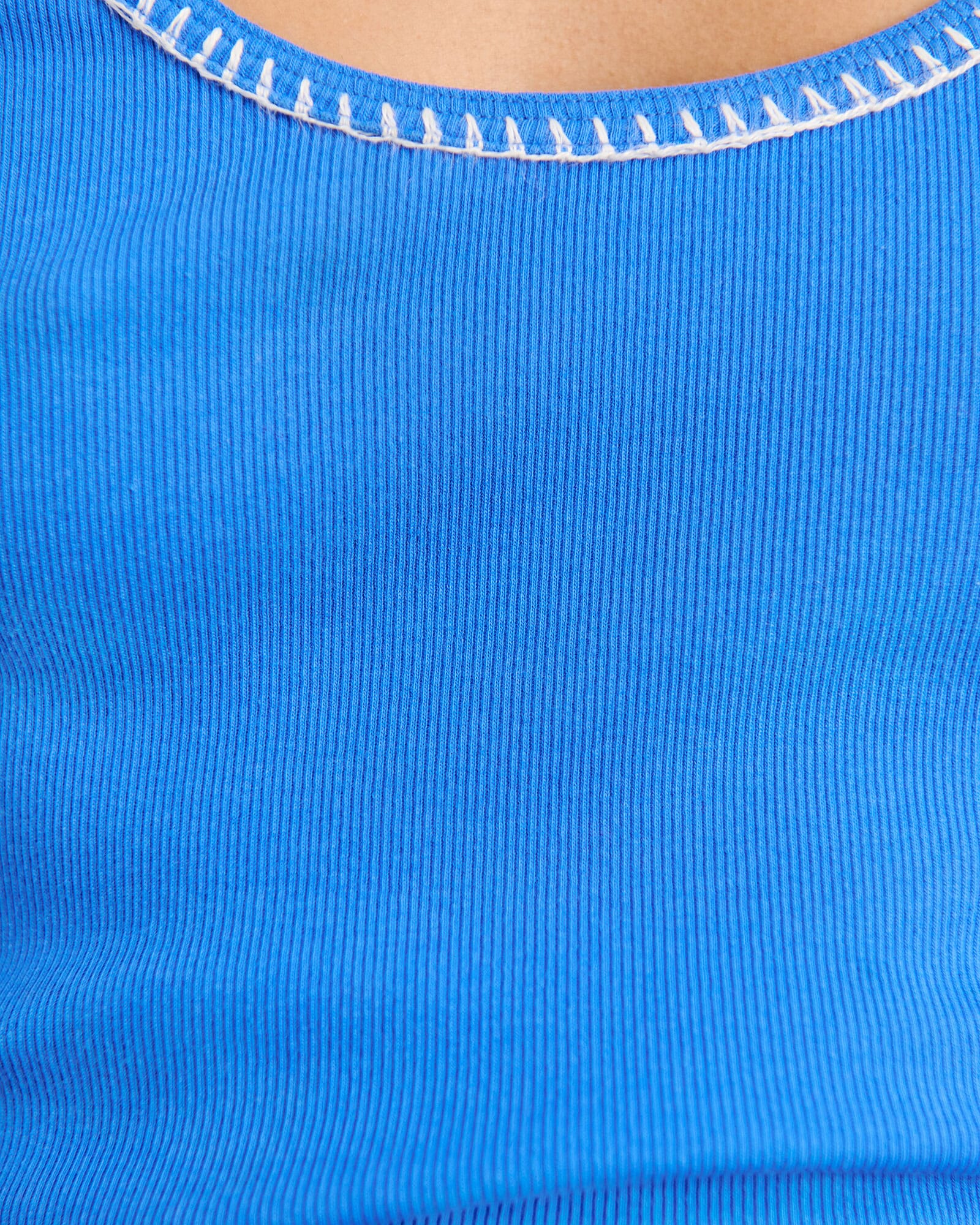JAG celina blanket stitch tank brightblue