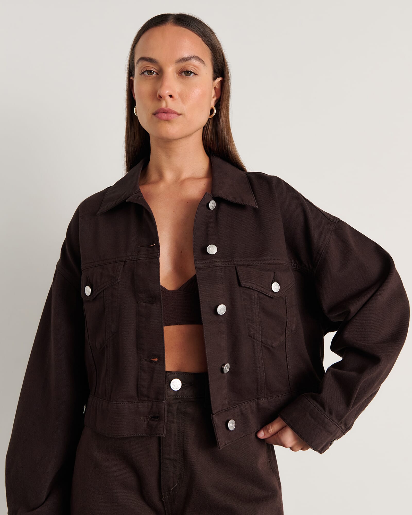 JAG loe boxy jacket darkchocolate