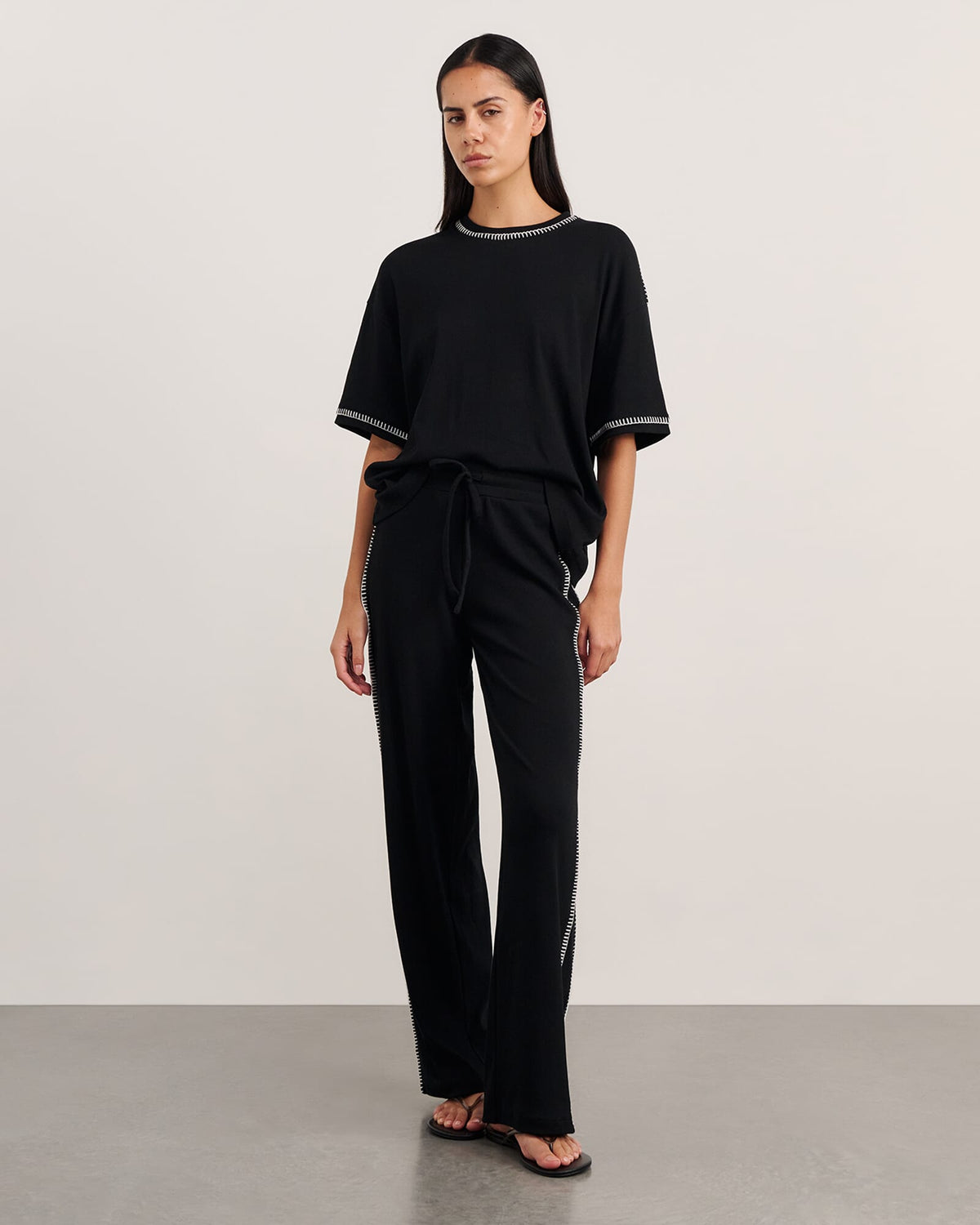 JAG celina blanket stitch pant black