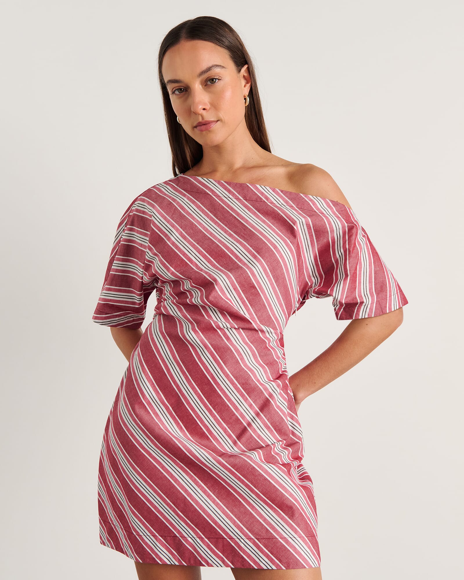 JAG zuri mini dress ivoryburgundy