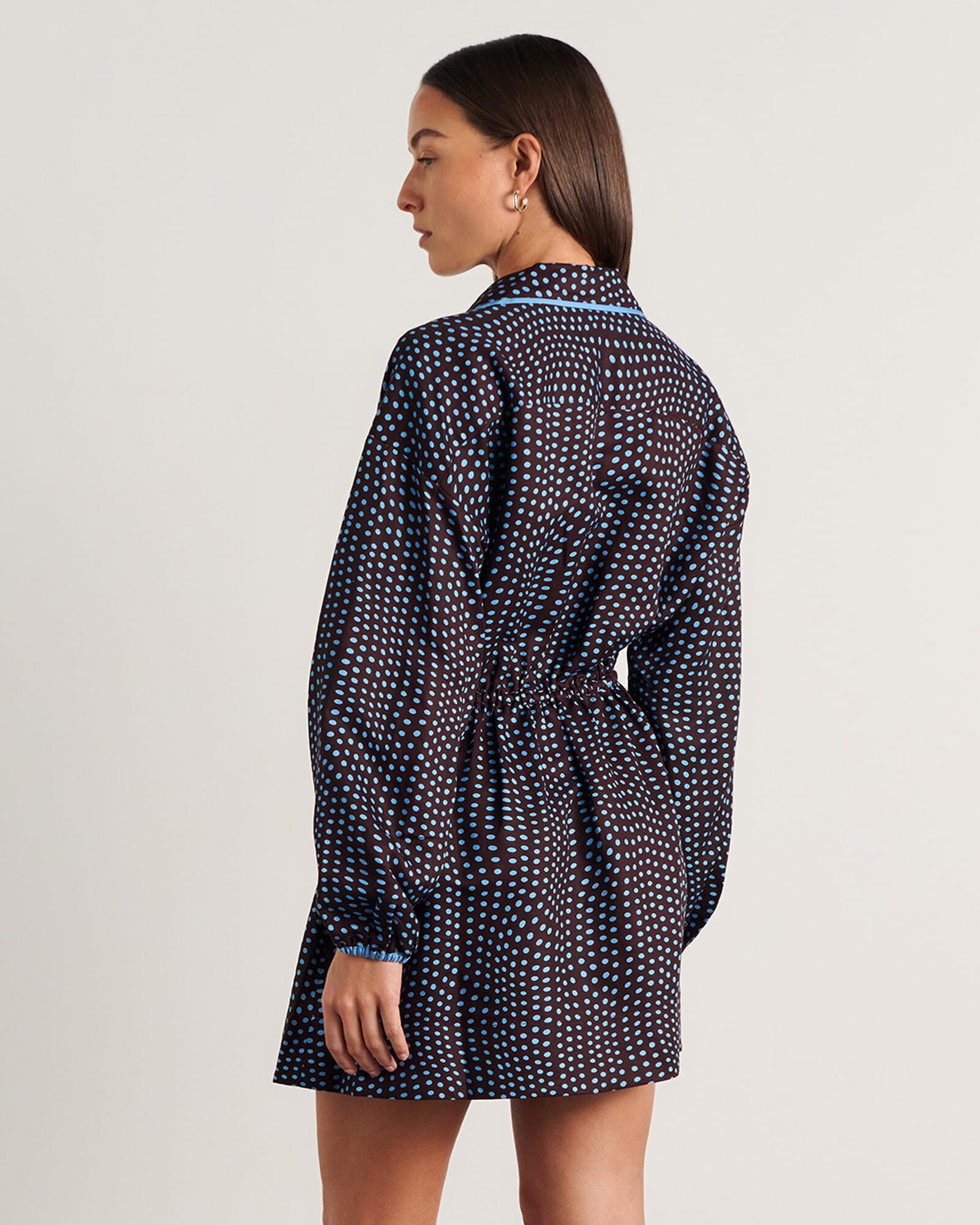 JAG ania spot long sleeve dress brownmulti