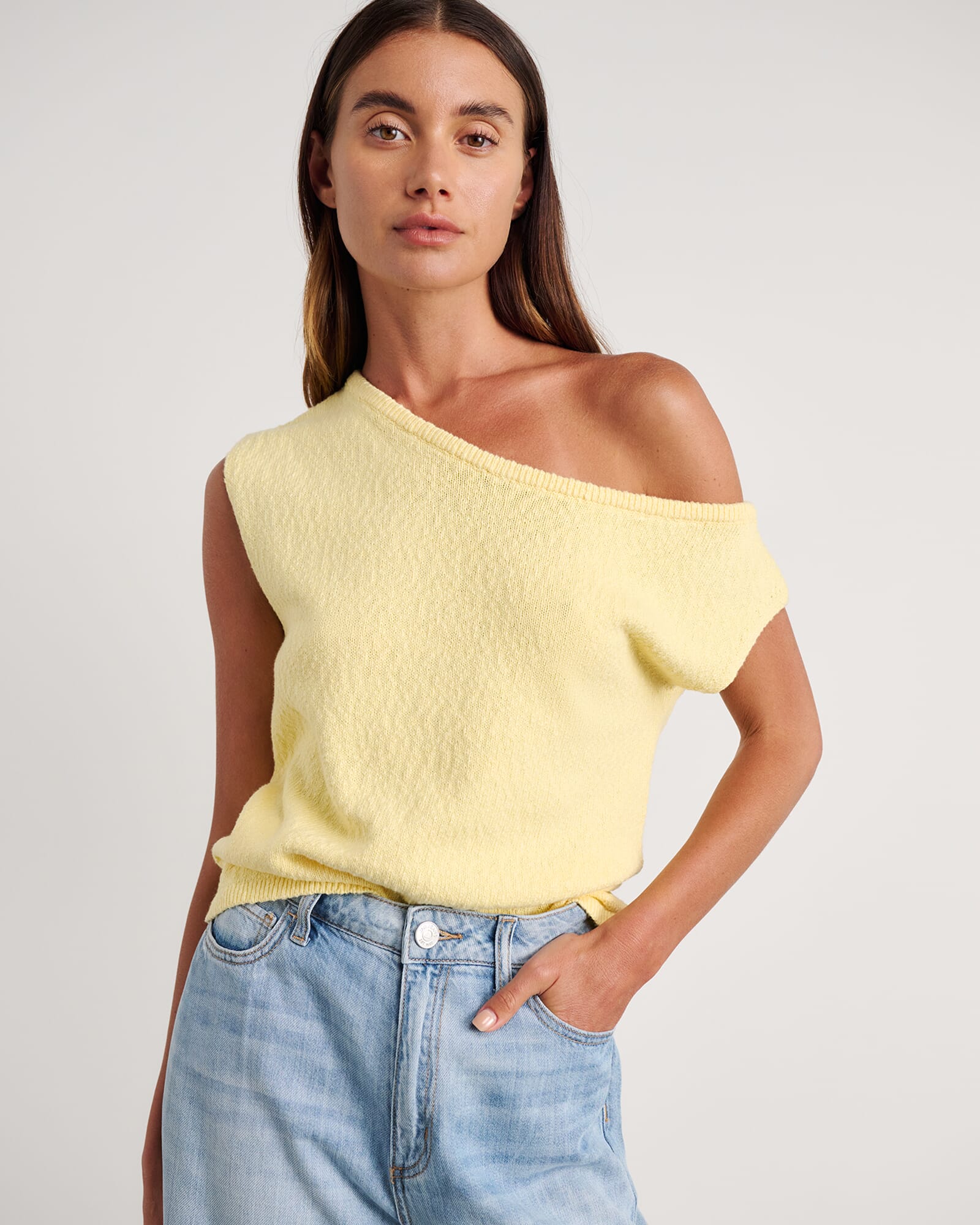 JAG arden off shoulder knit lemonsorbet