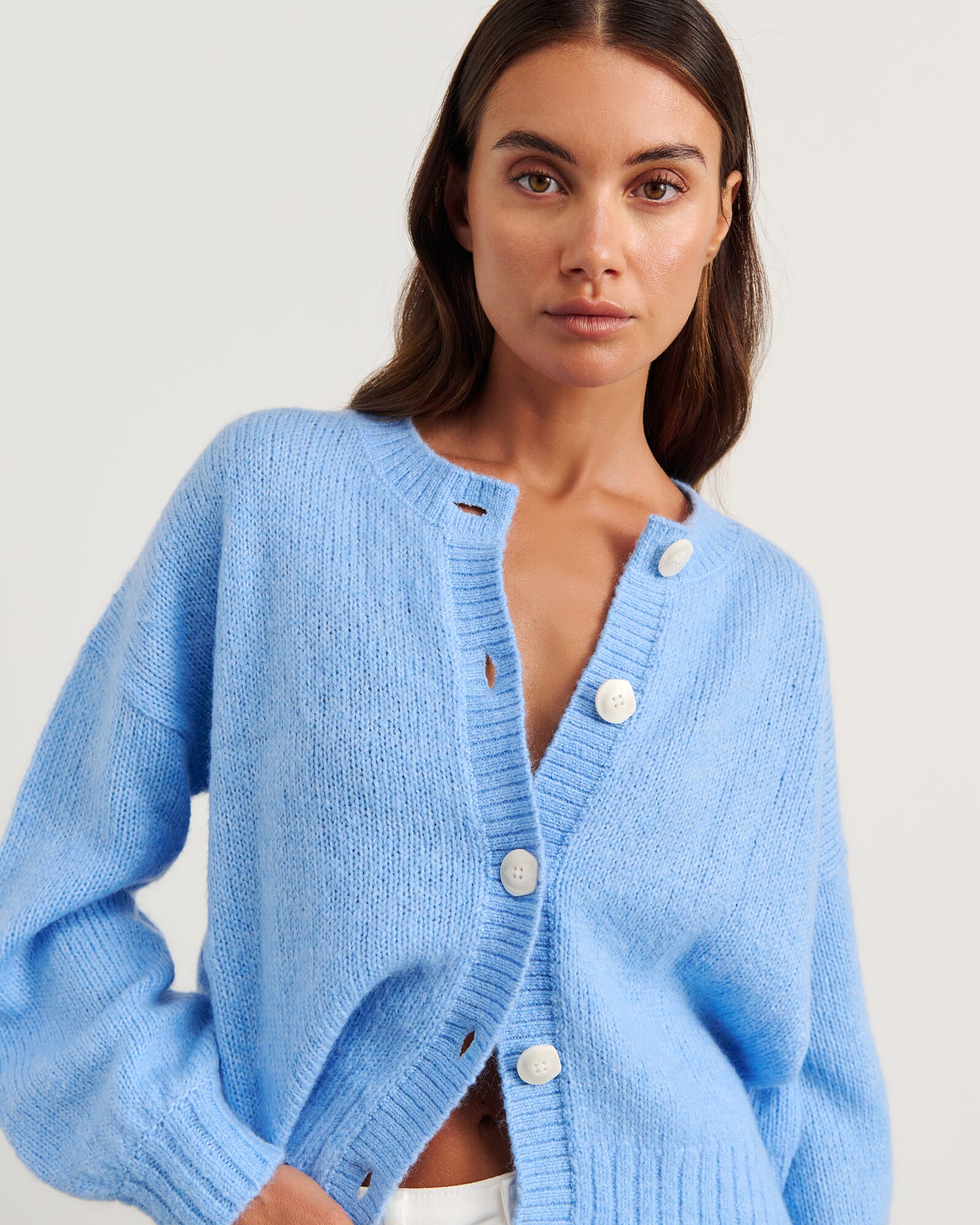 JAG lily fluffy knit cardigan belleblue