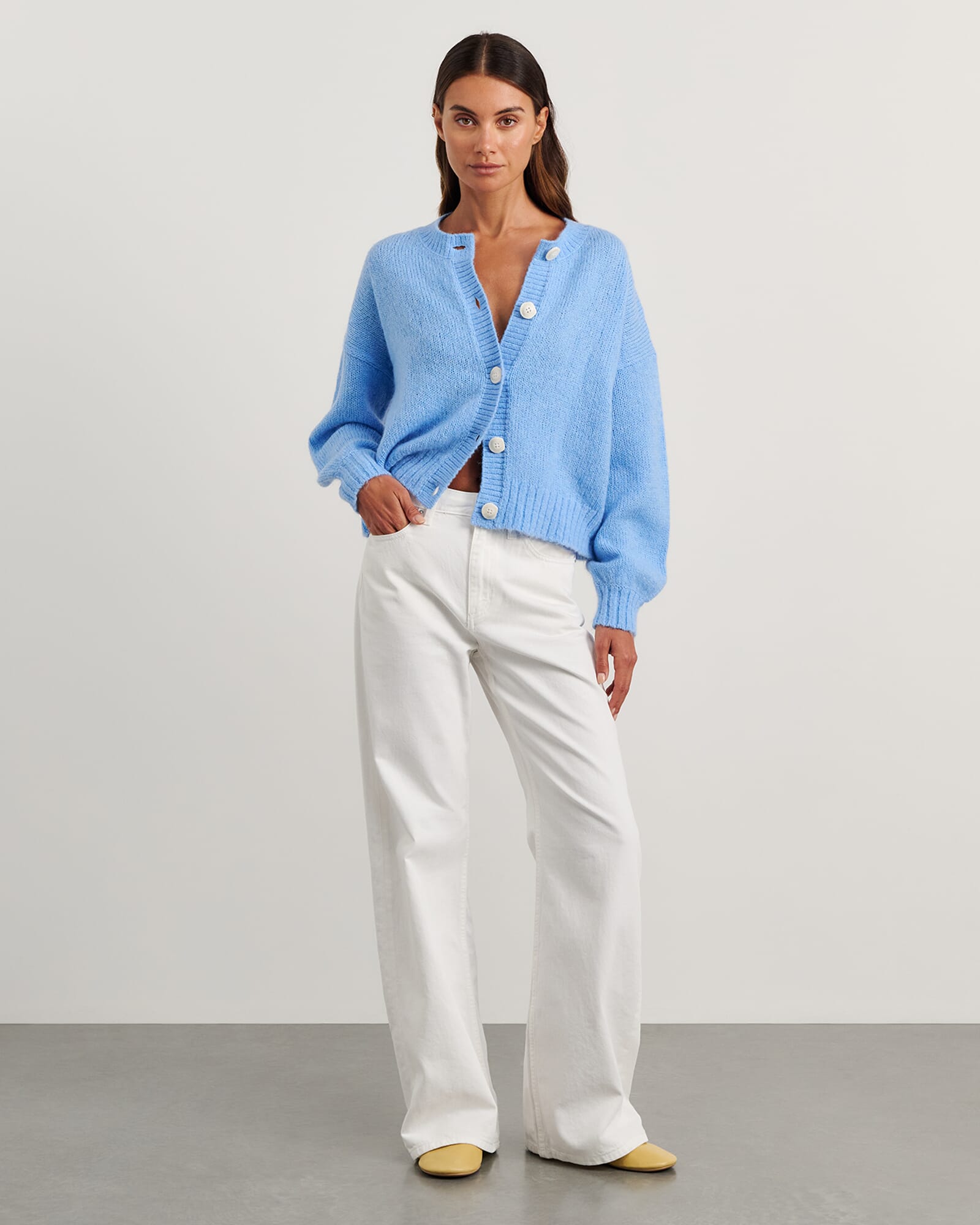 JAG lily fluffy knit cardigan belleblue