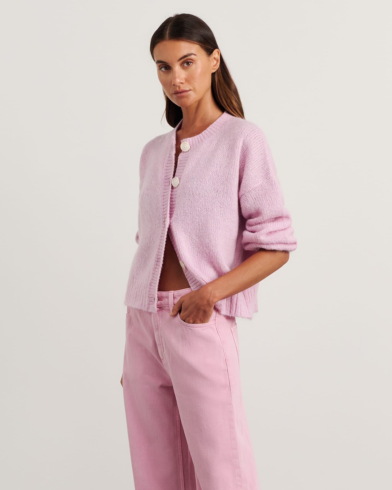 JAG lily fluffy knit cardigan pinkfrost