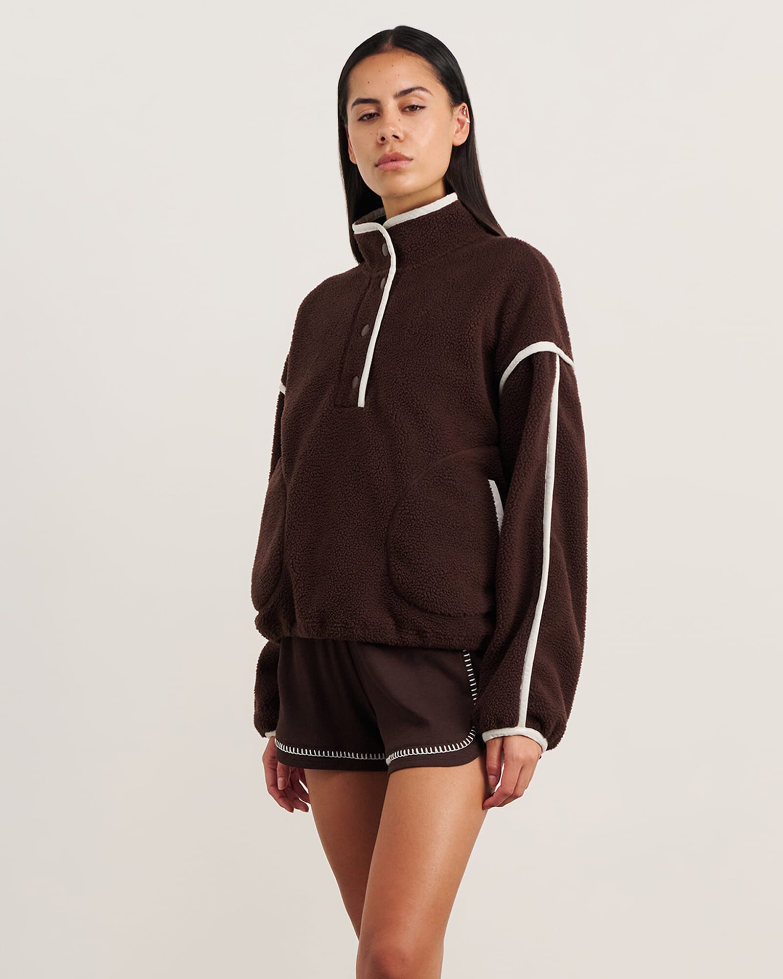 JAG polar fleece sweater darkchocolate