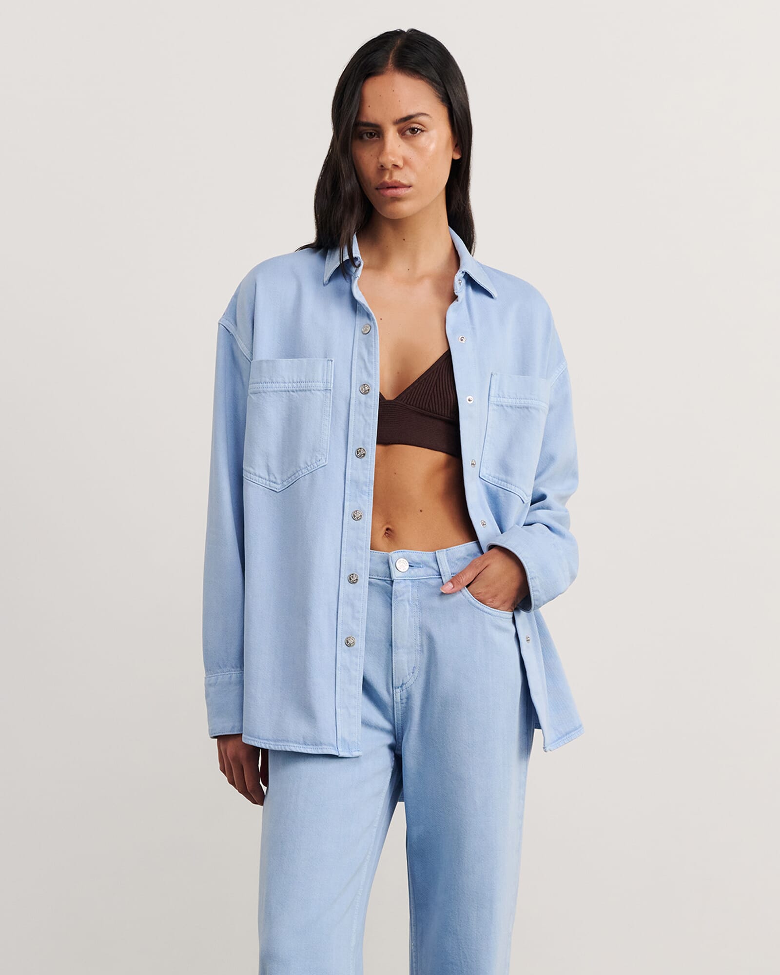 JAG loe denim shacket powderblue