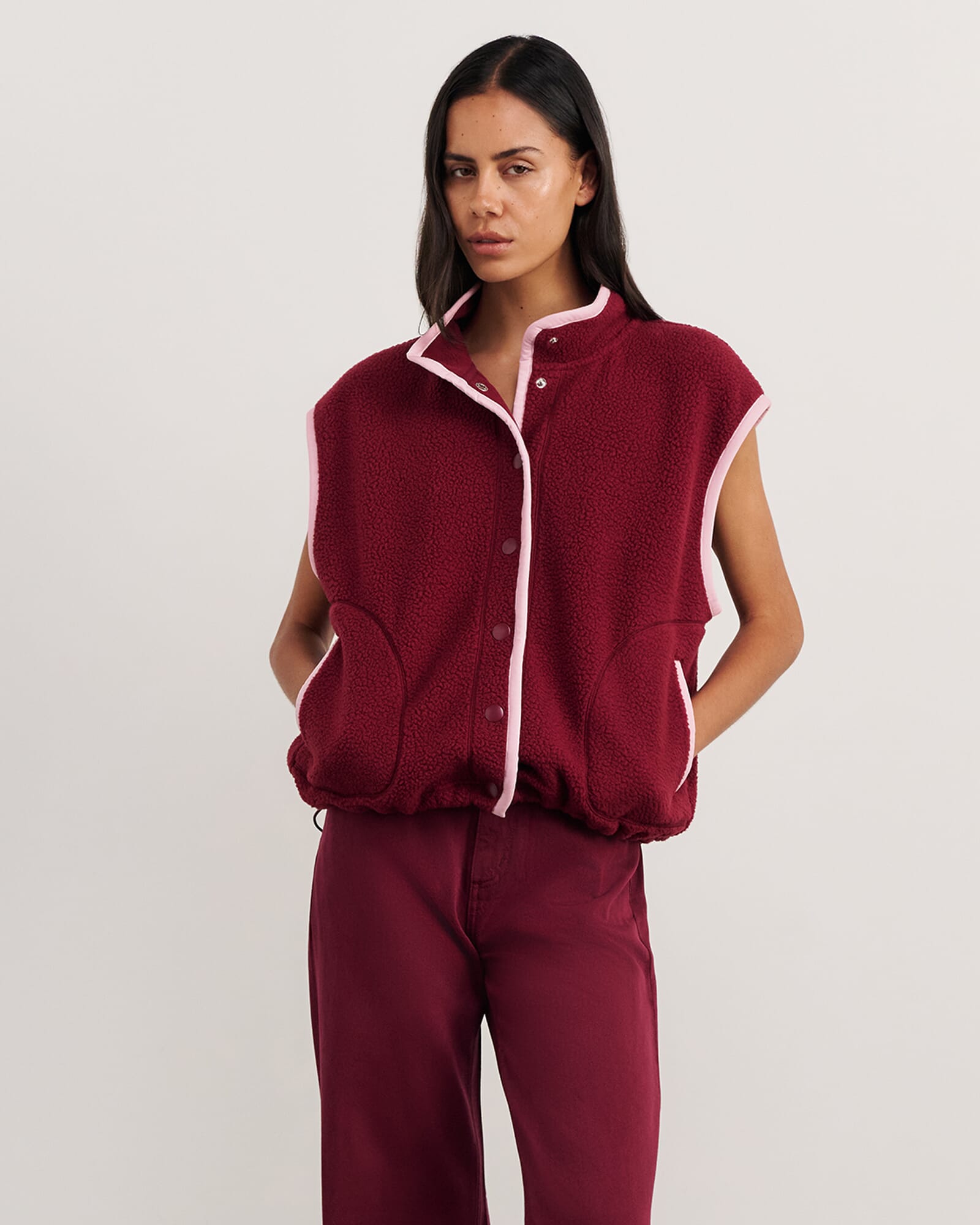 JAG polar fleece vest wine