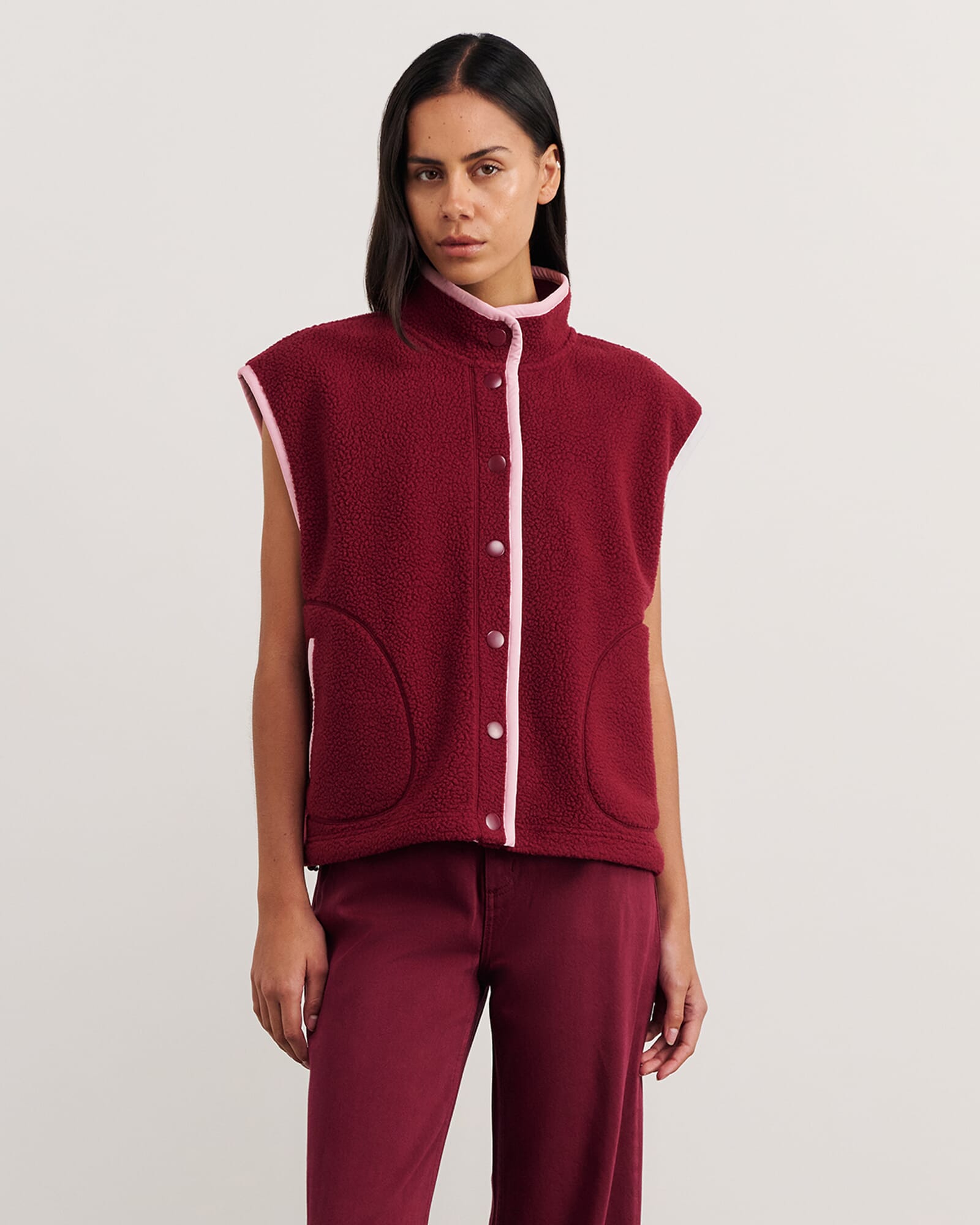 JAG polar fleece vest wine