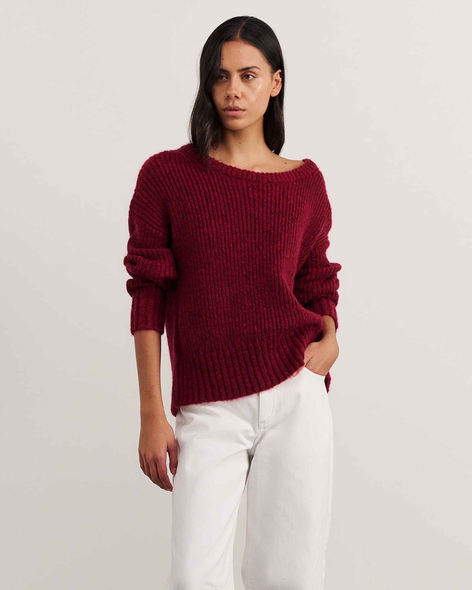 JAG lily scoop knit wine