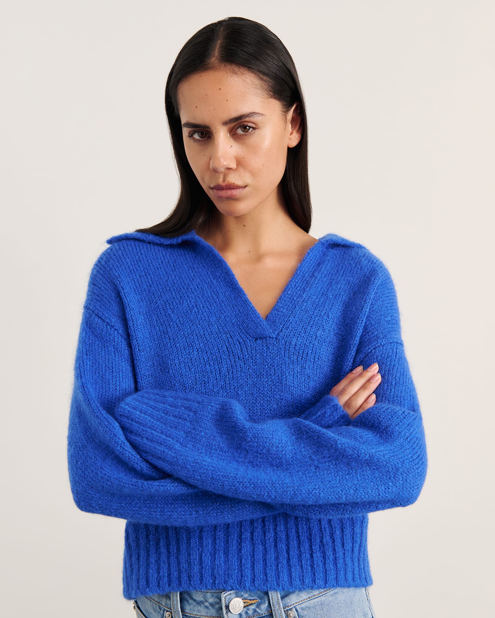 JAG lily collared knit cobalt