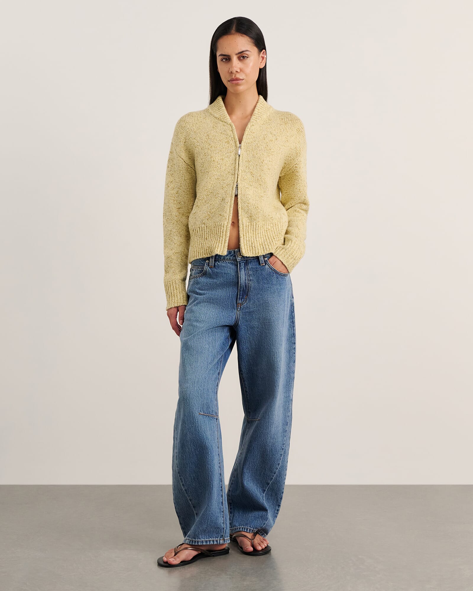 JAG lou zip knit jacket buttercup