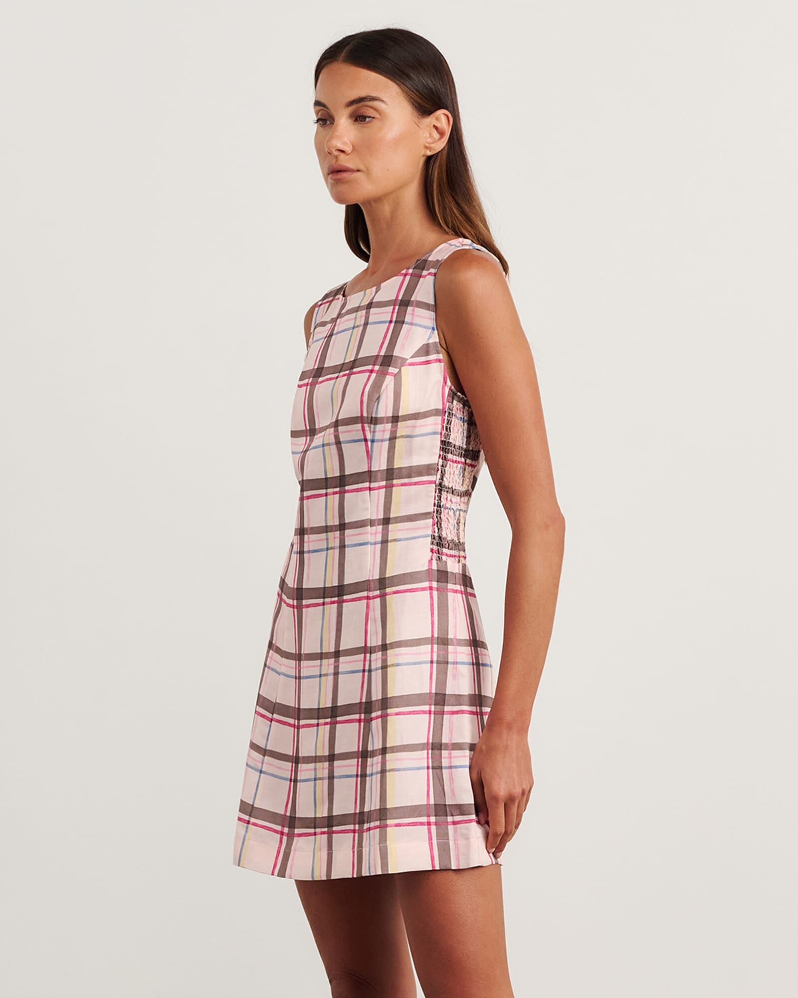 JAG painterly mini dress check
