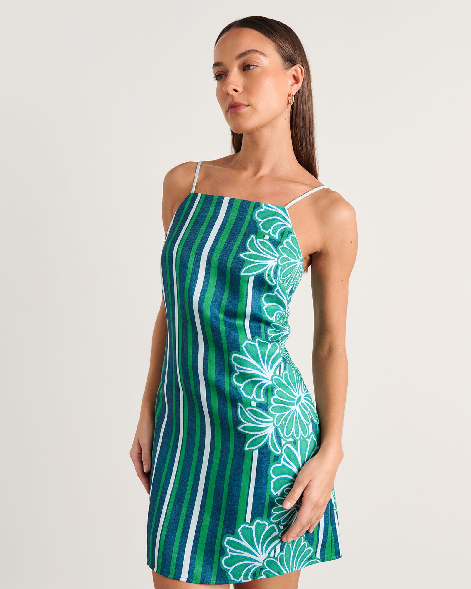 JAG flora striped dress navygreen