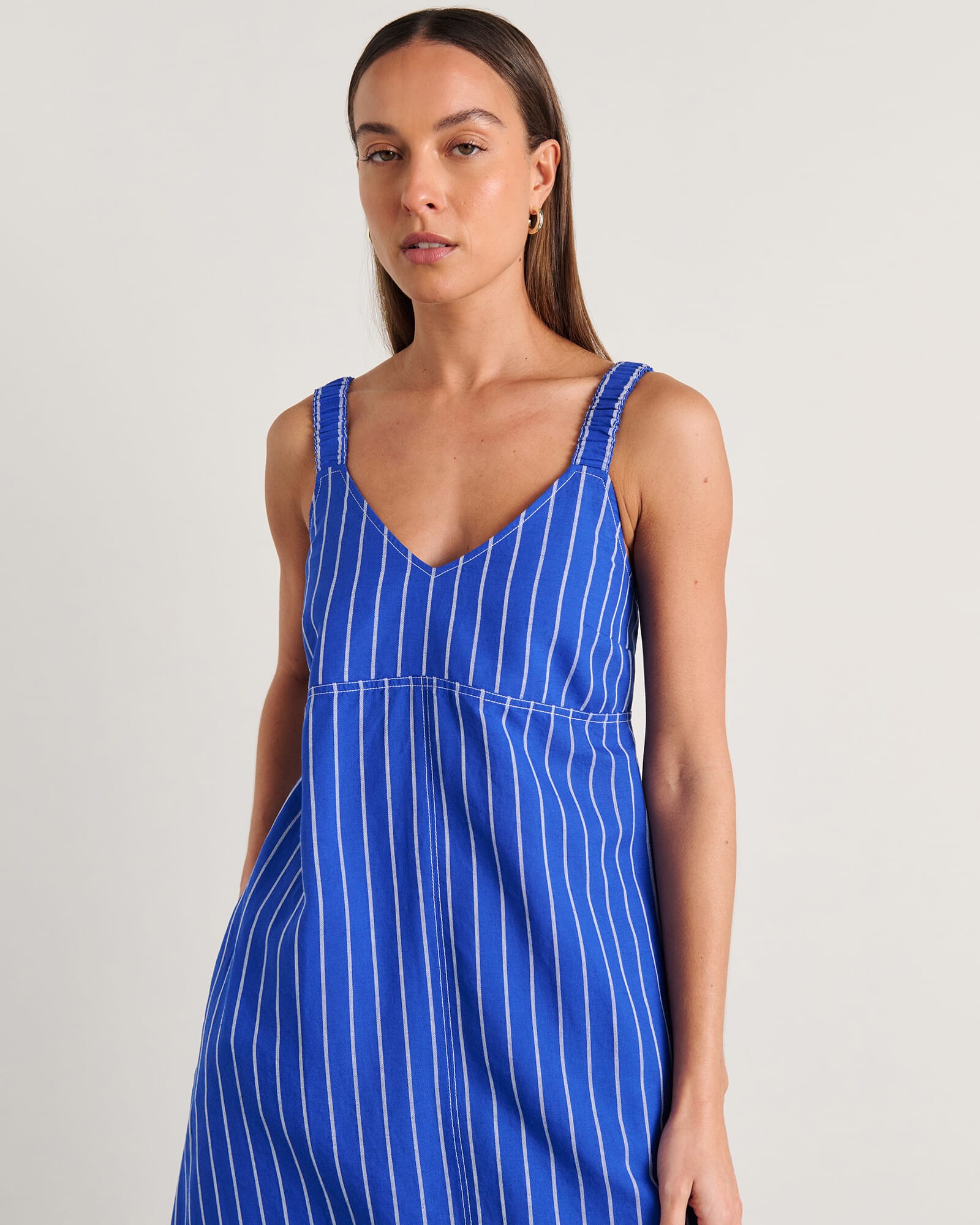 JAG sara stripe dress cobaltwhite