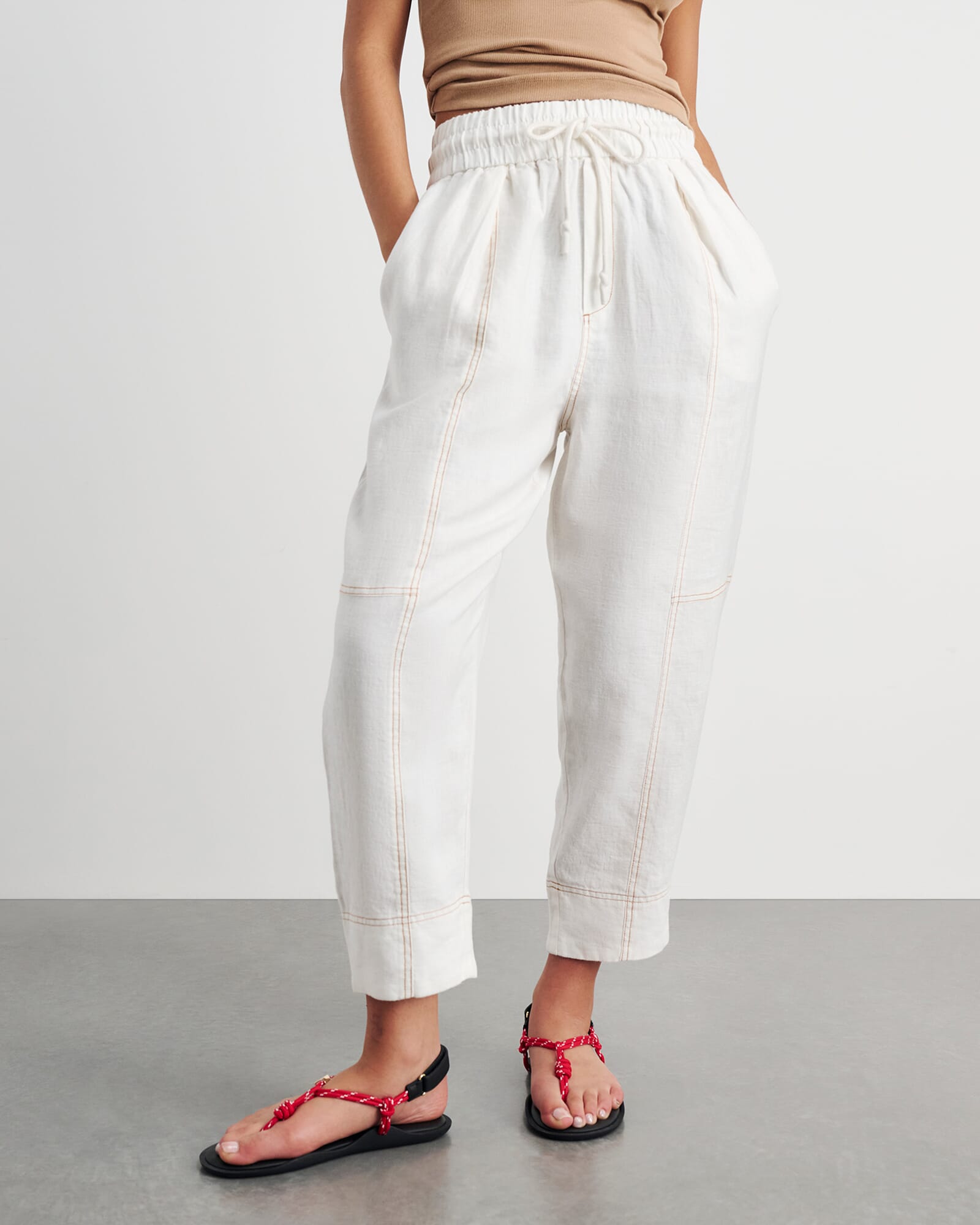 JAG sabine linen pull on pant white
