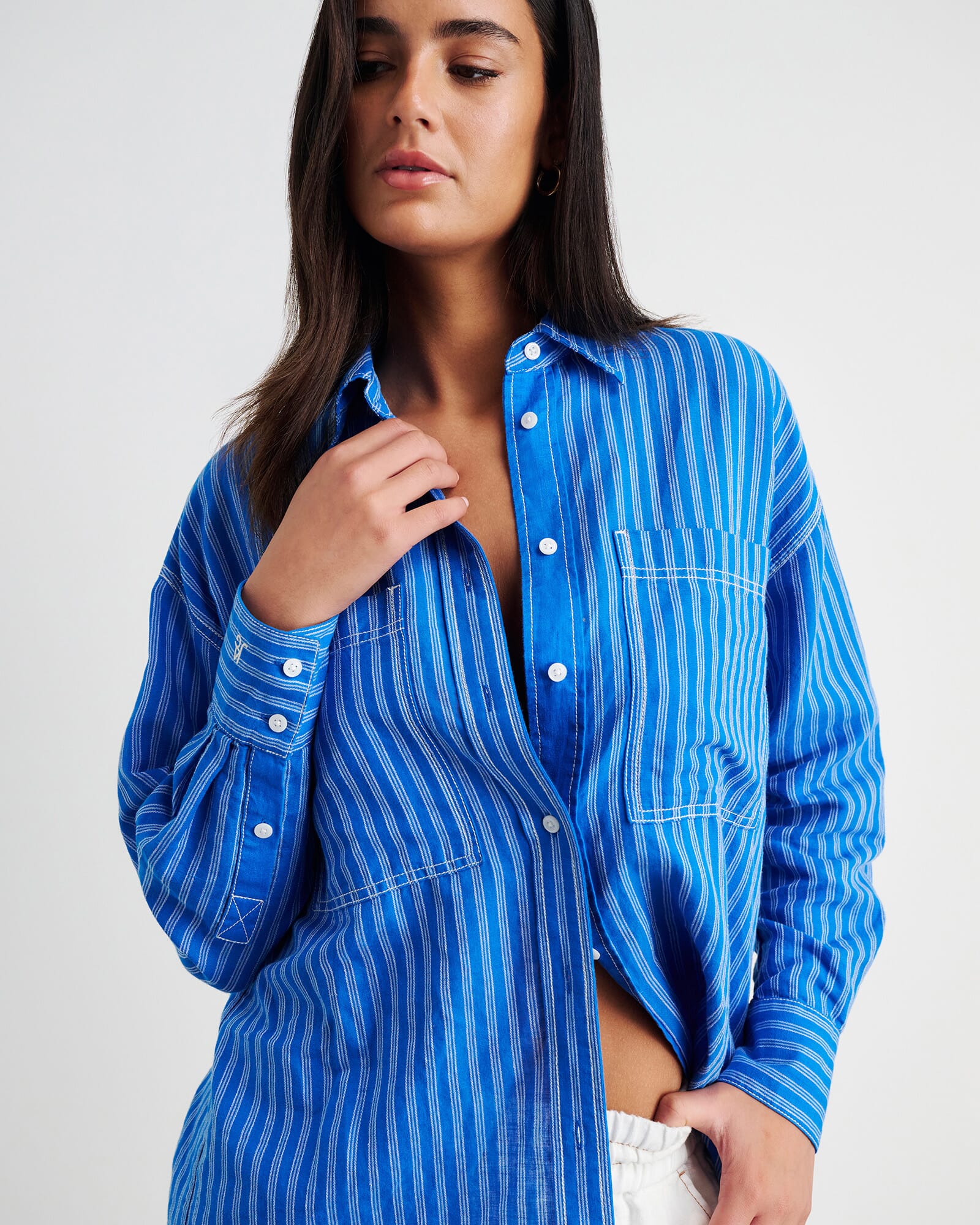 JAG winona stripe shirt bluemulti