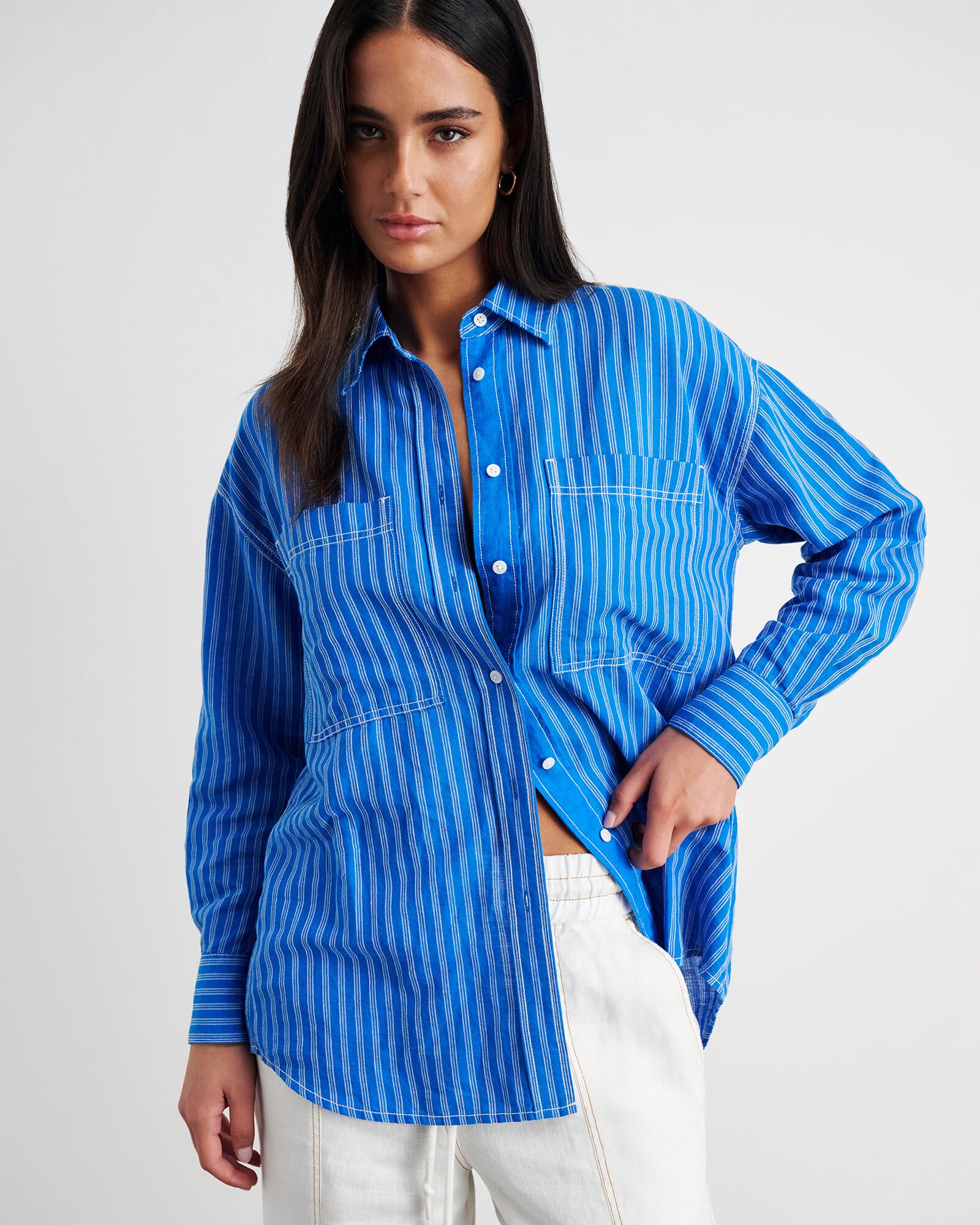 JAG winona stripe shirt bluemulti