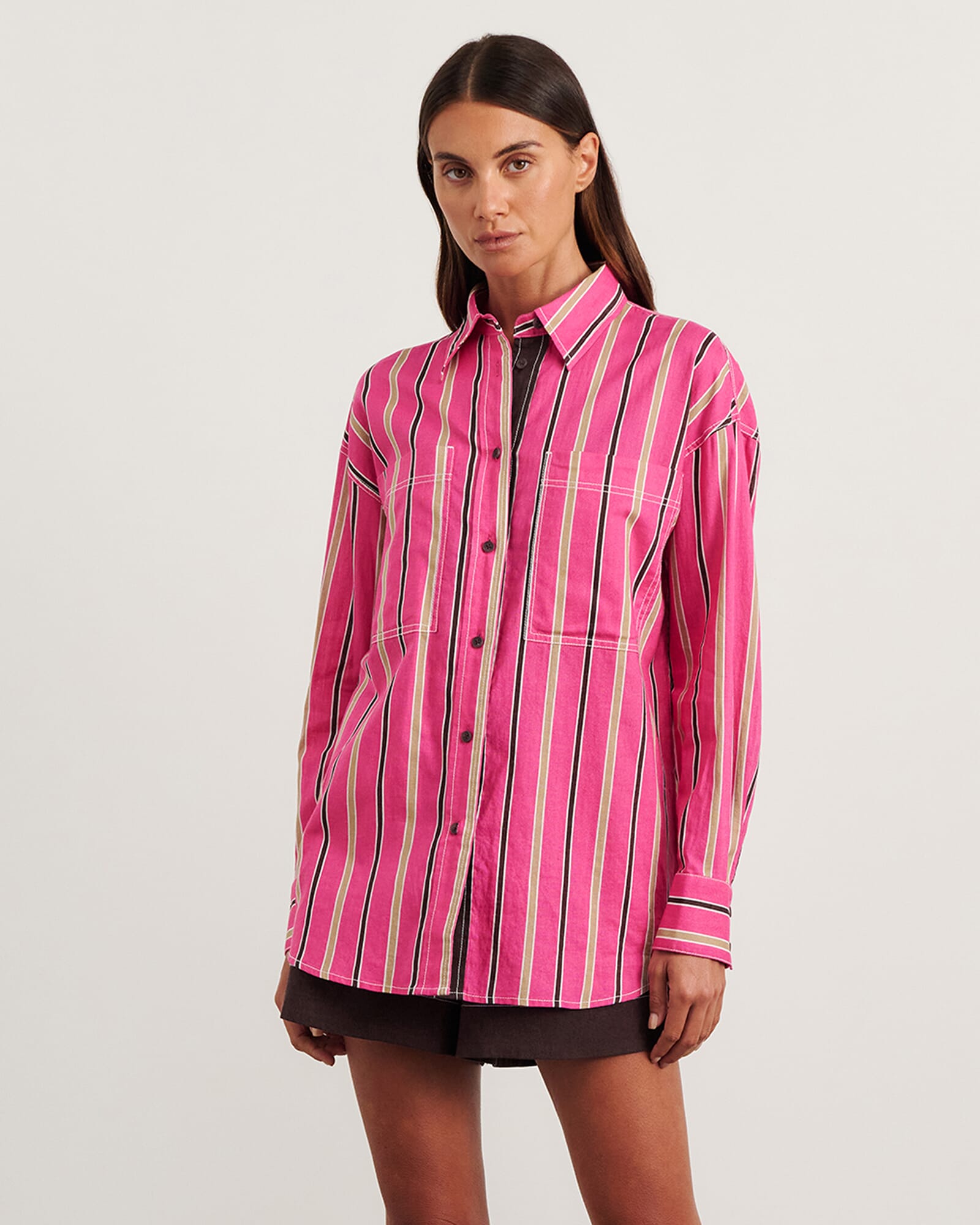 JAG winona stripe shirt pinkmulti