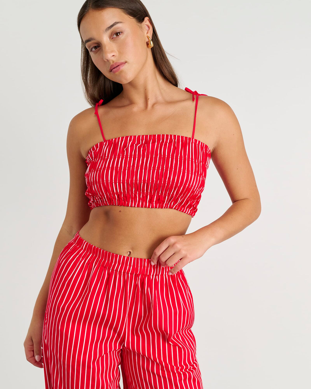 JAG cotton stripe bodice redwhite