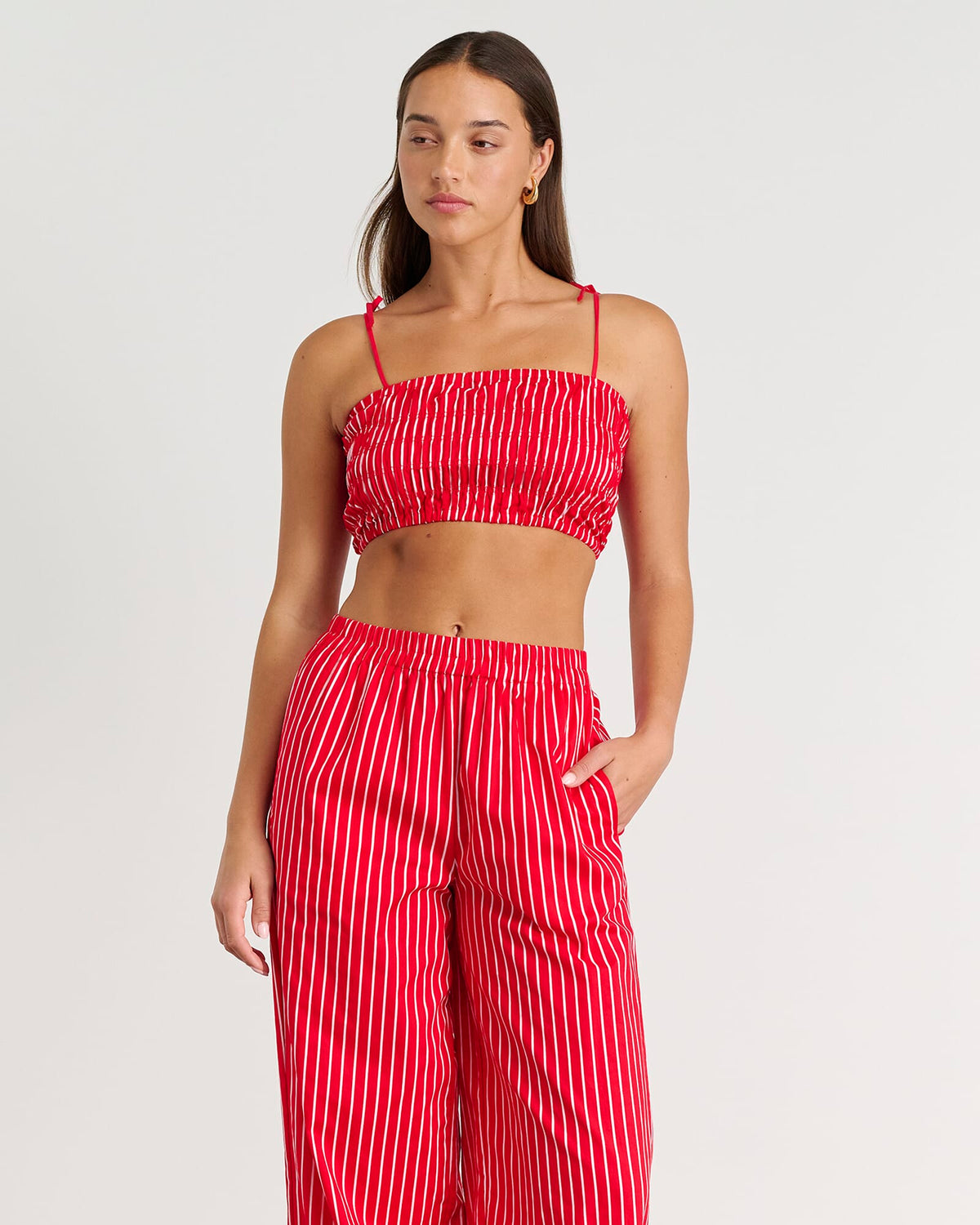 JAG cotton stripe bodice redwhite