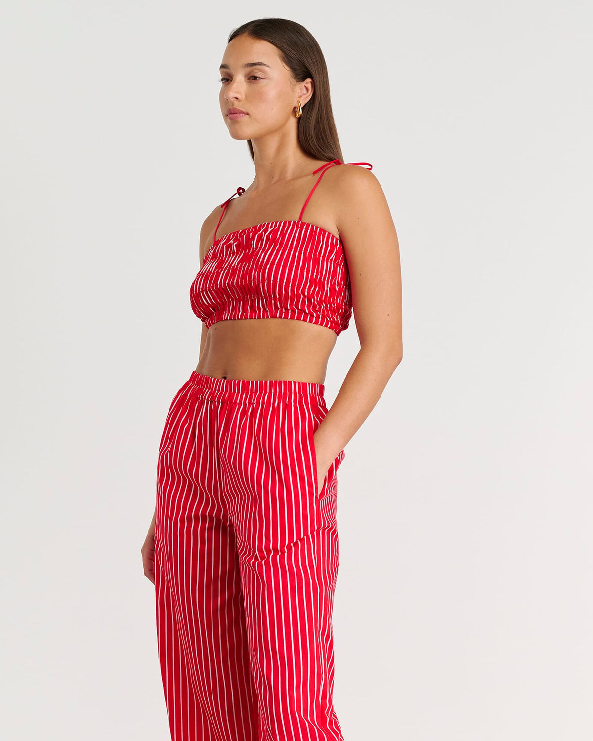 JAG cotton stripe bodice redwhite