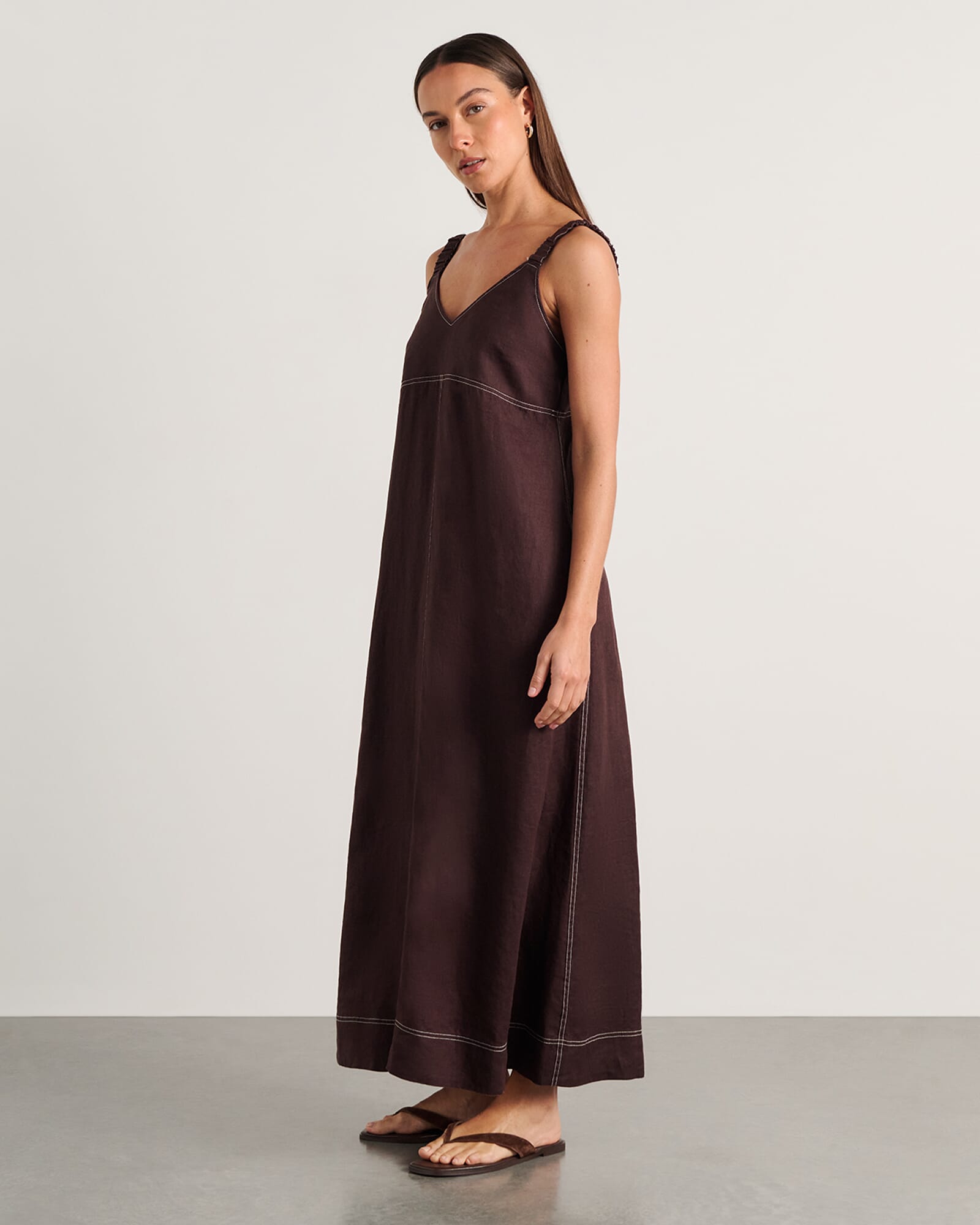 Sara Linen Midi Dress