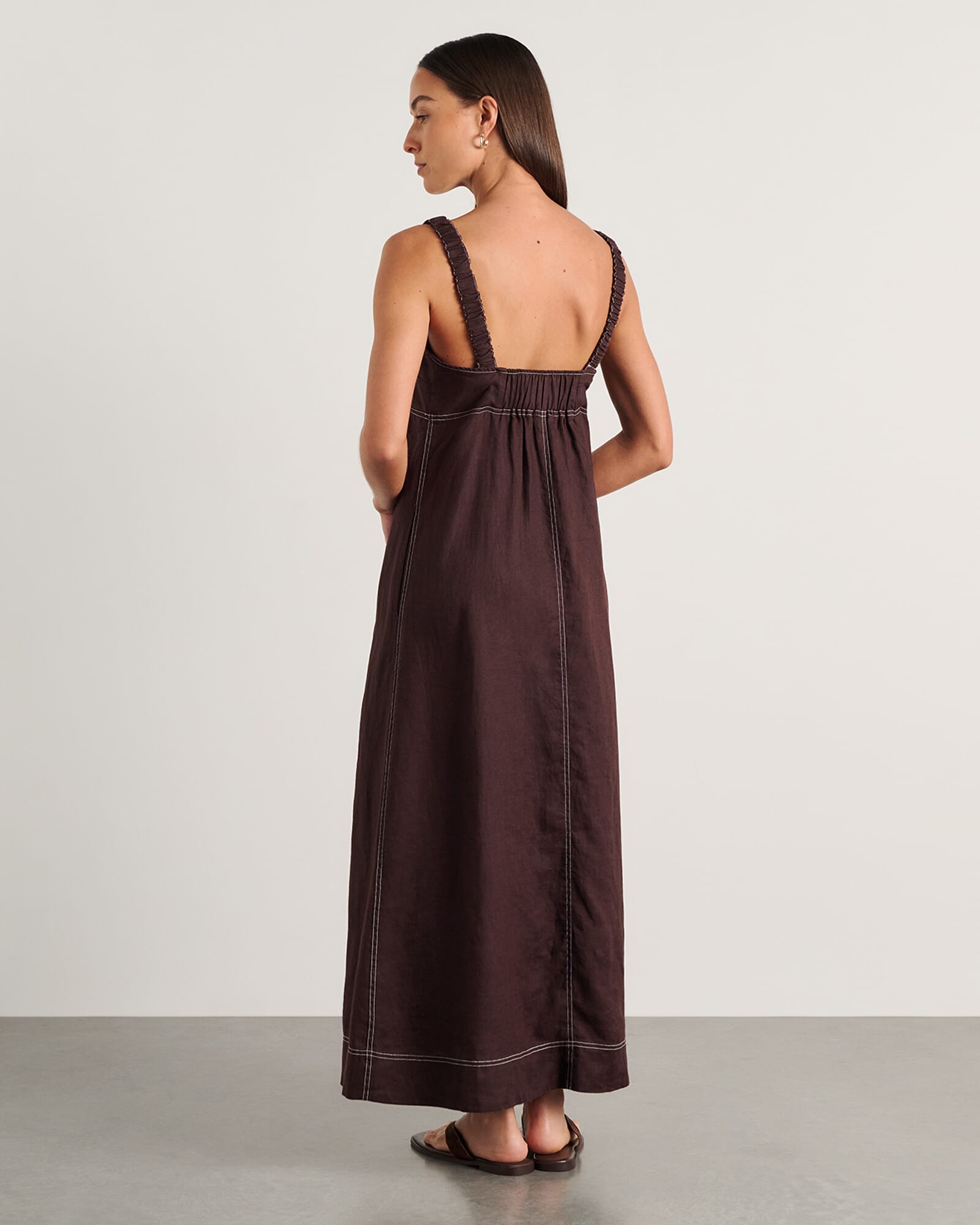 Sara Linen Midi Dress