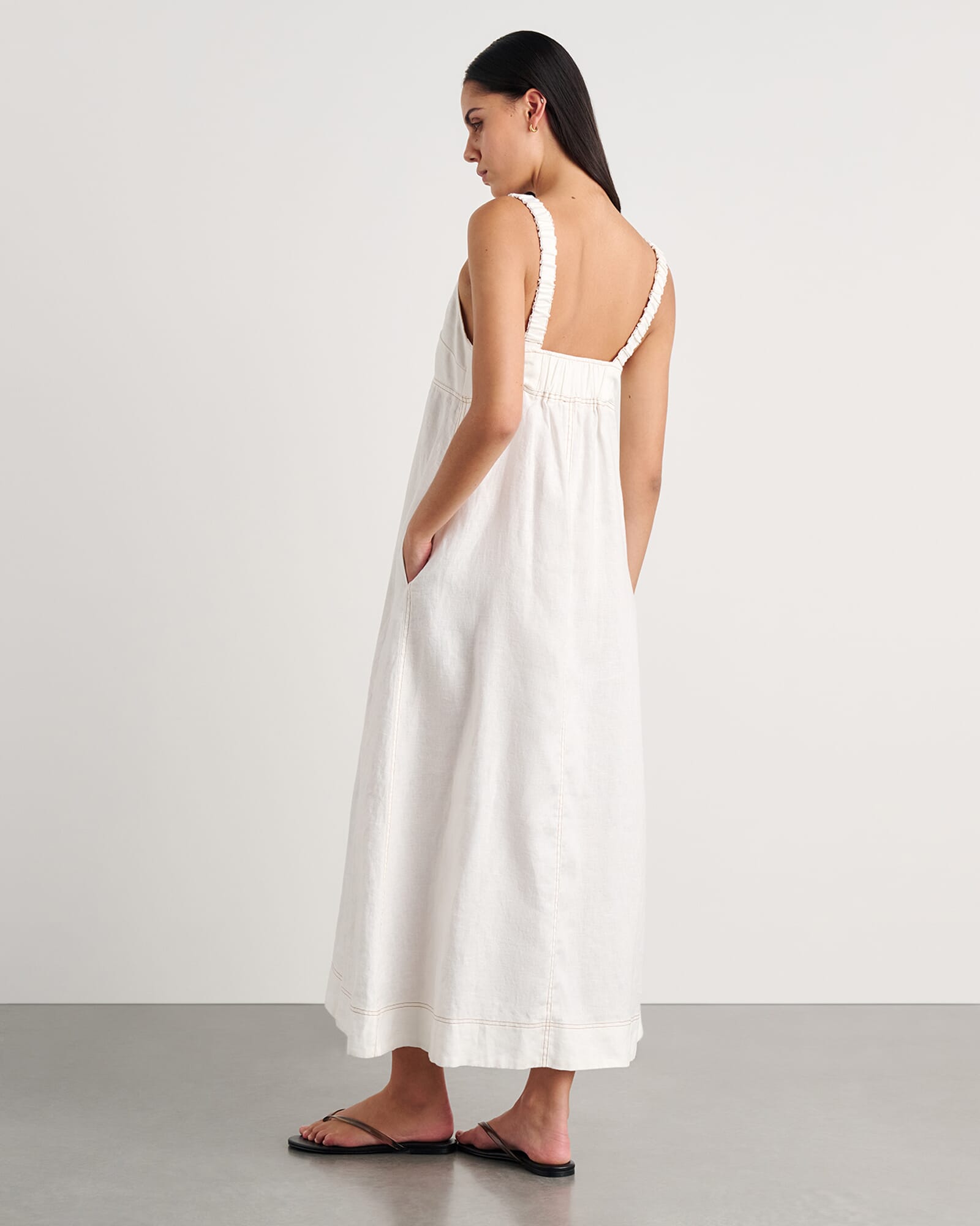 JAG sara linen midi dress white