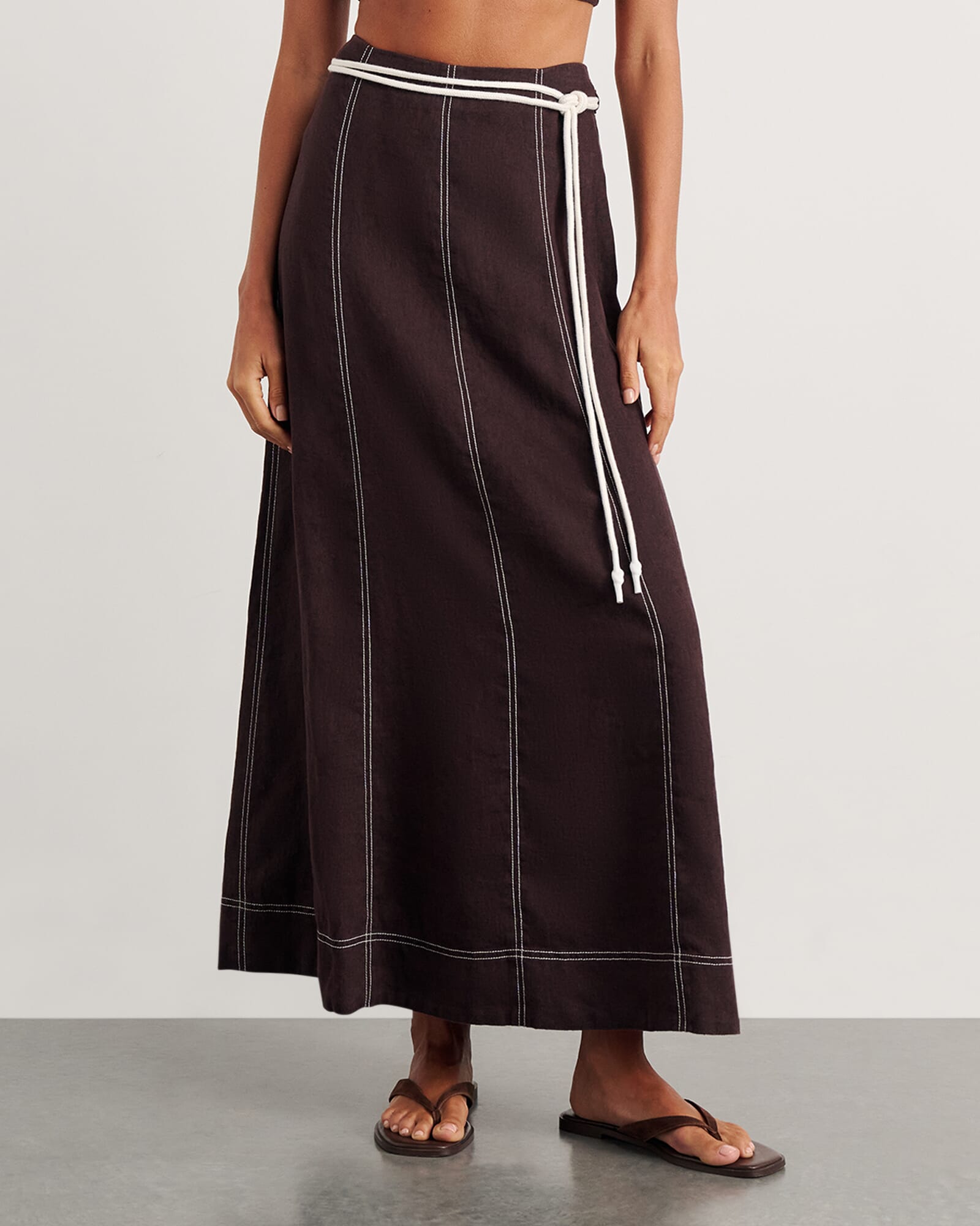 JAG sabine linen maxi skirt darkchocolate