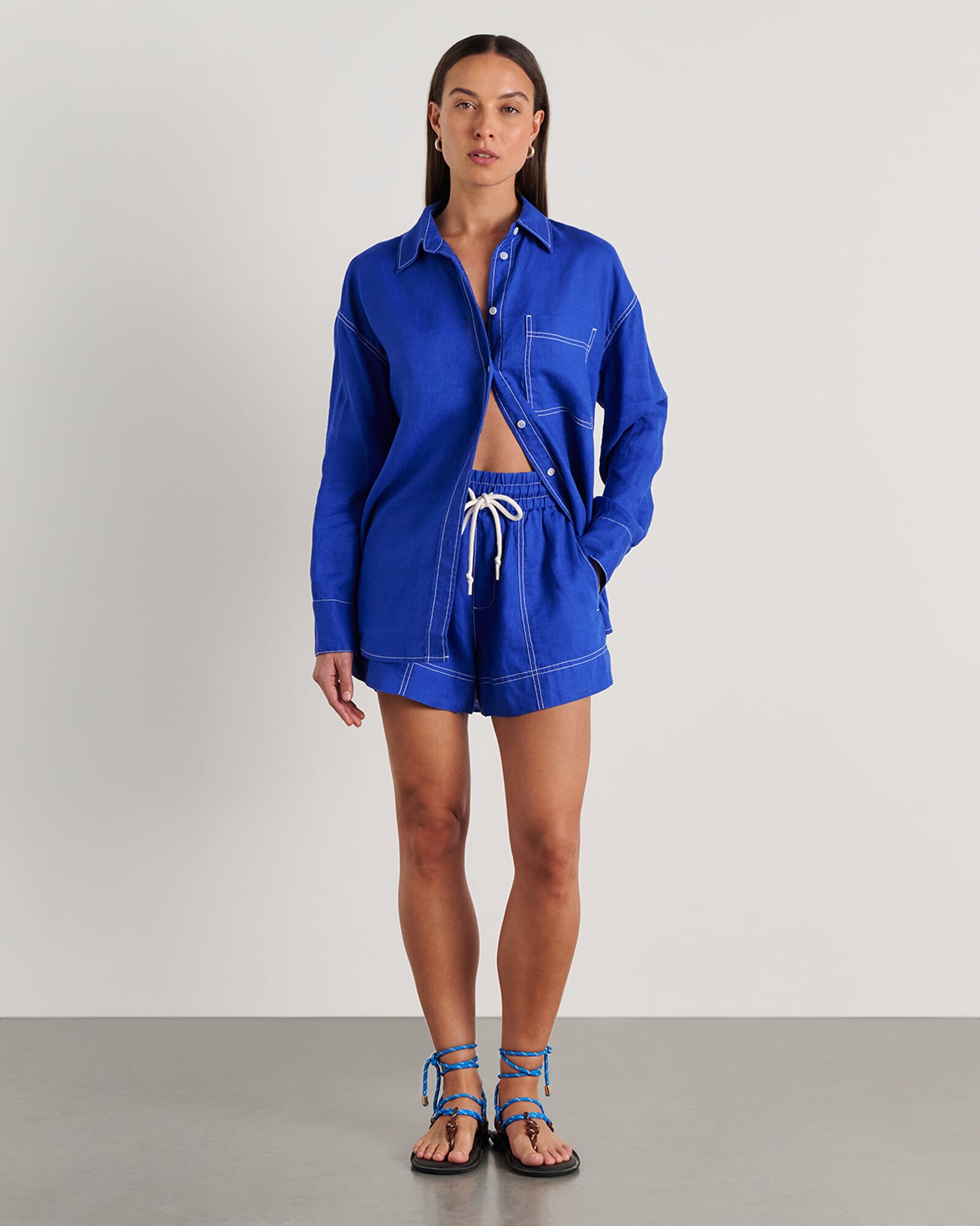JAG gigi linen relaxed shirt cobalt