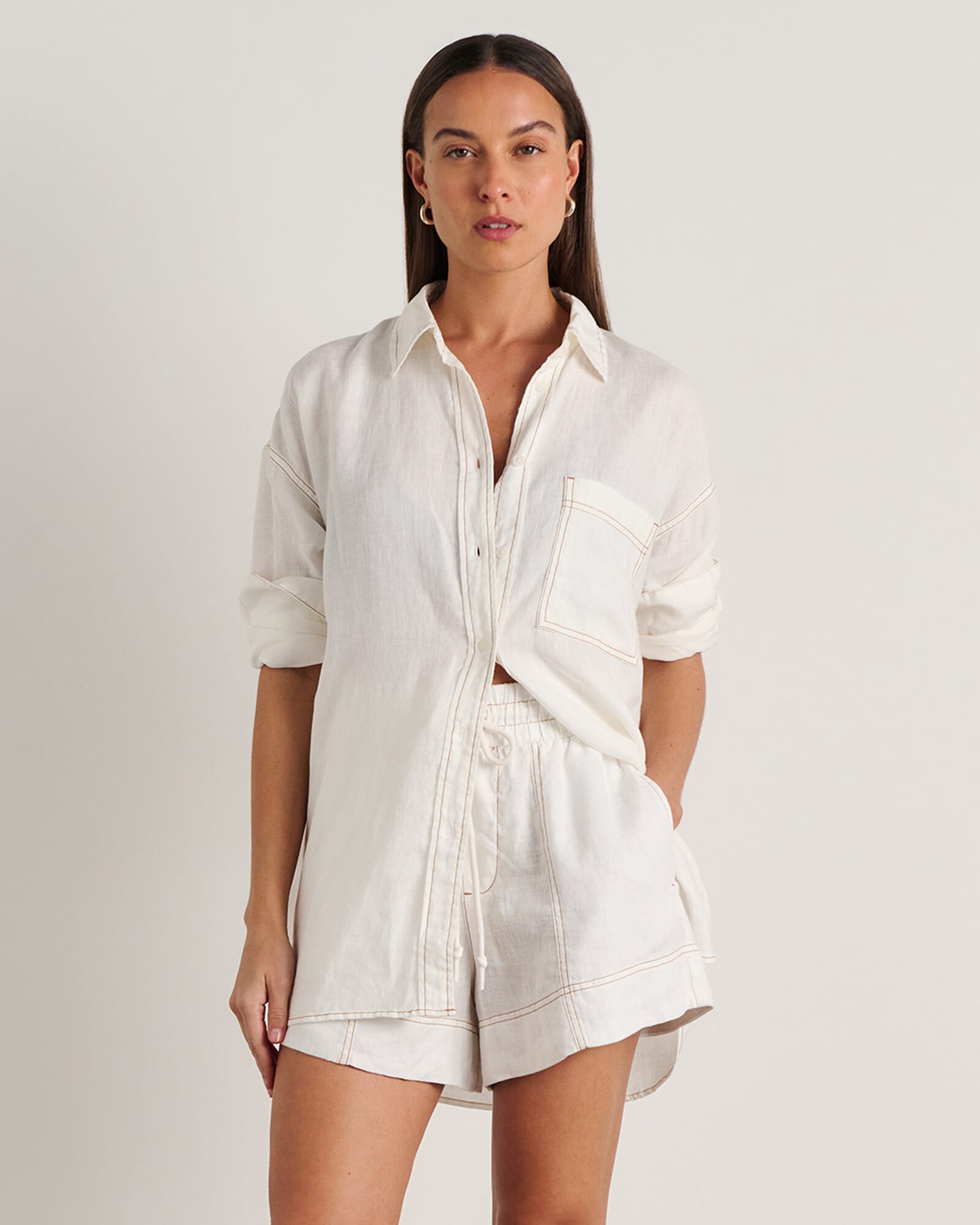 JAG gigi linen relaxed shirt white