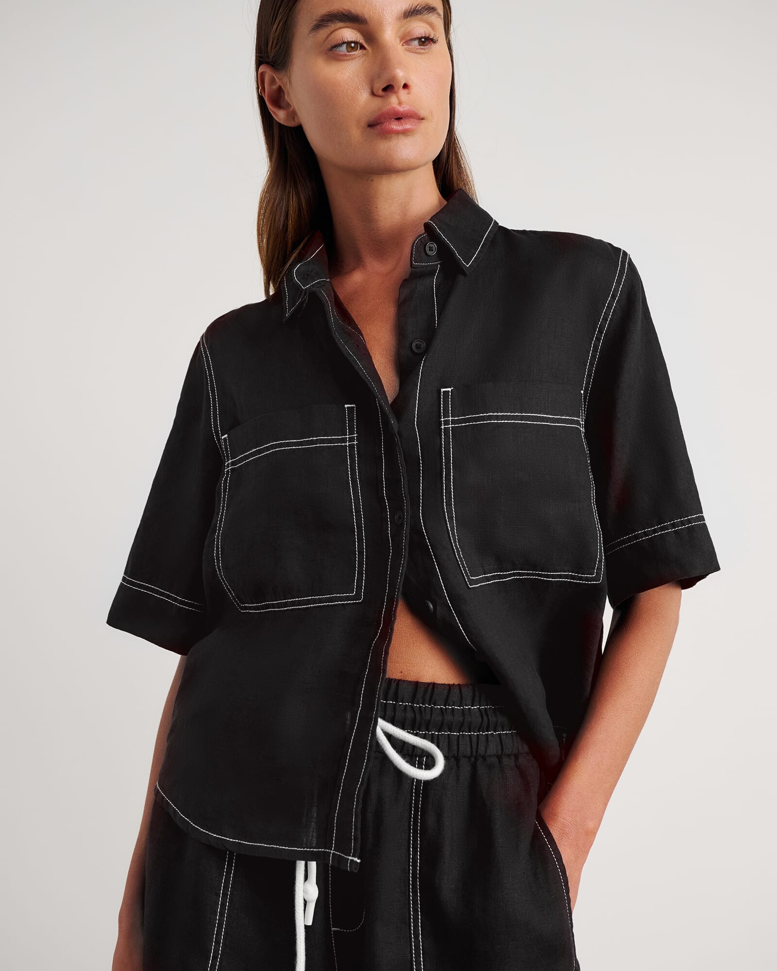JAG gigi relaxed short sleeve shirt black