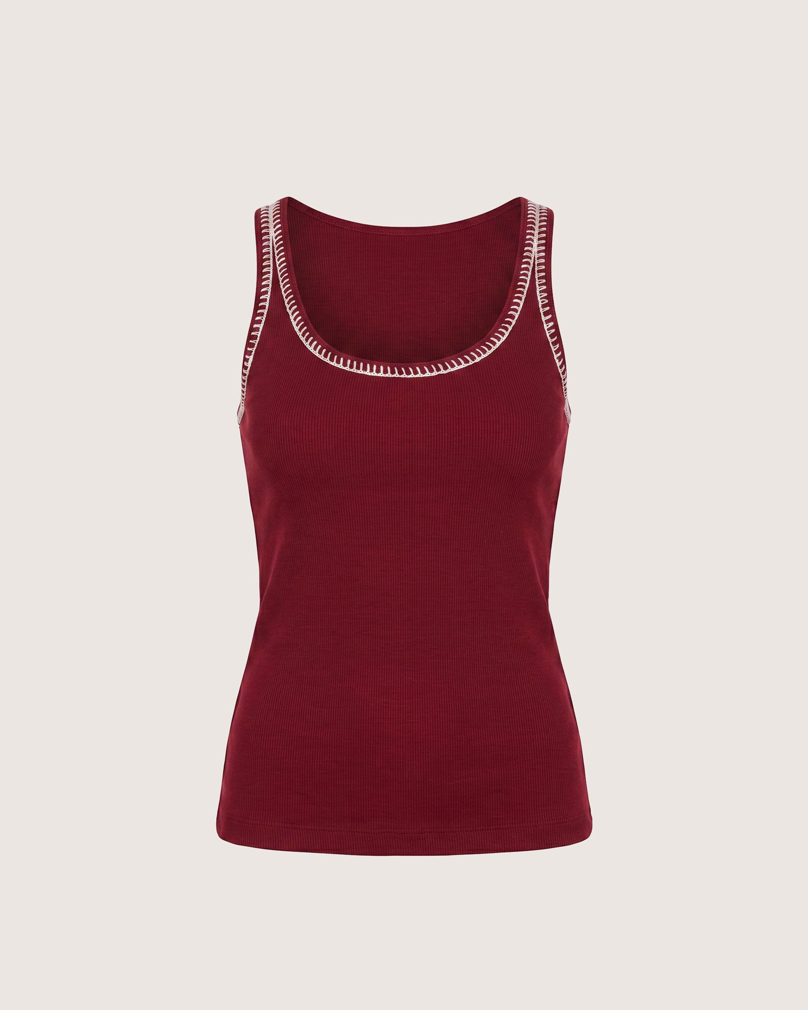 JAG celina blanket stitch tank burgundy