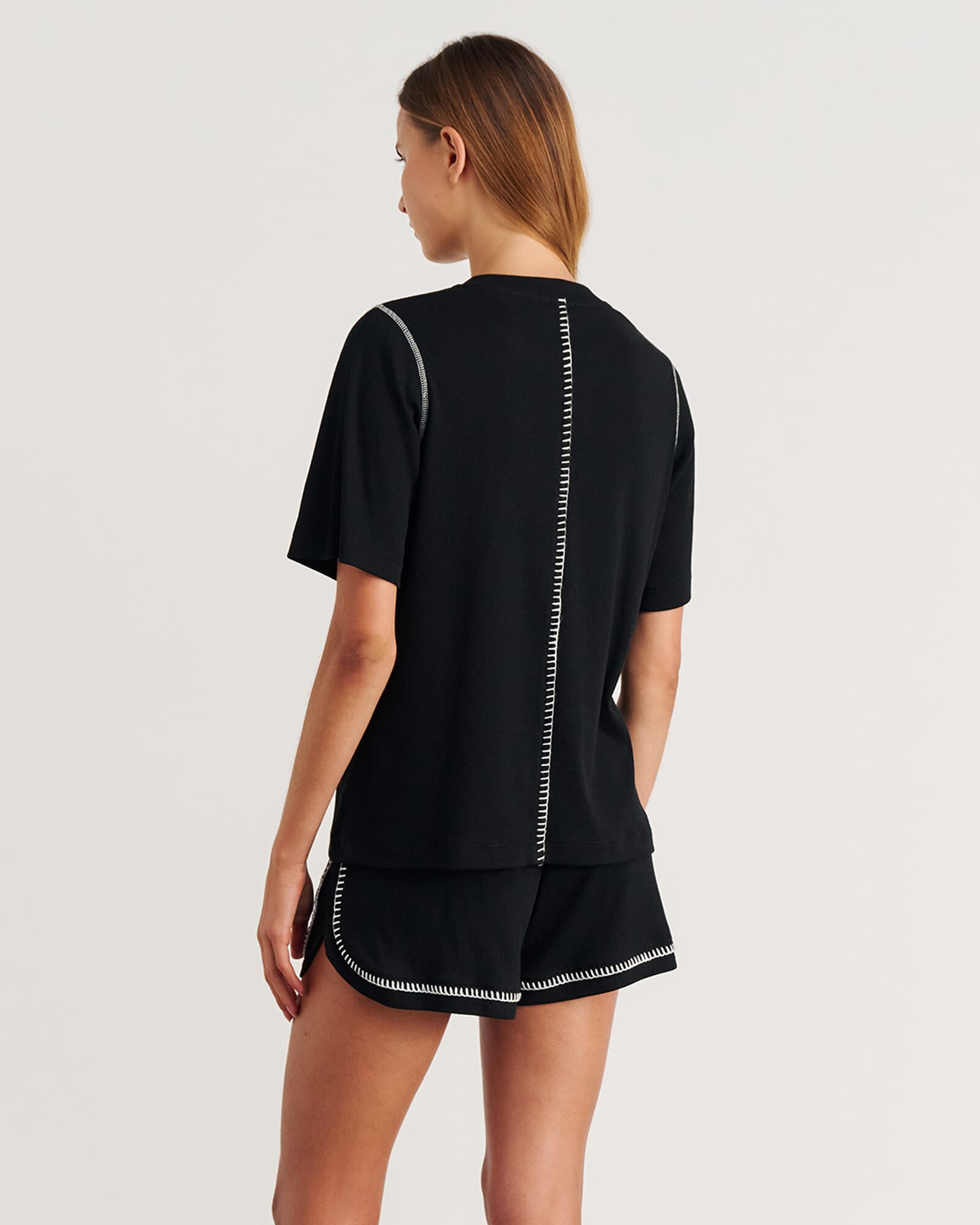 JAG celina blanket stitch tee black