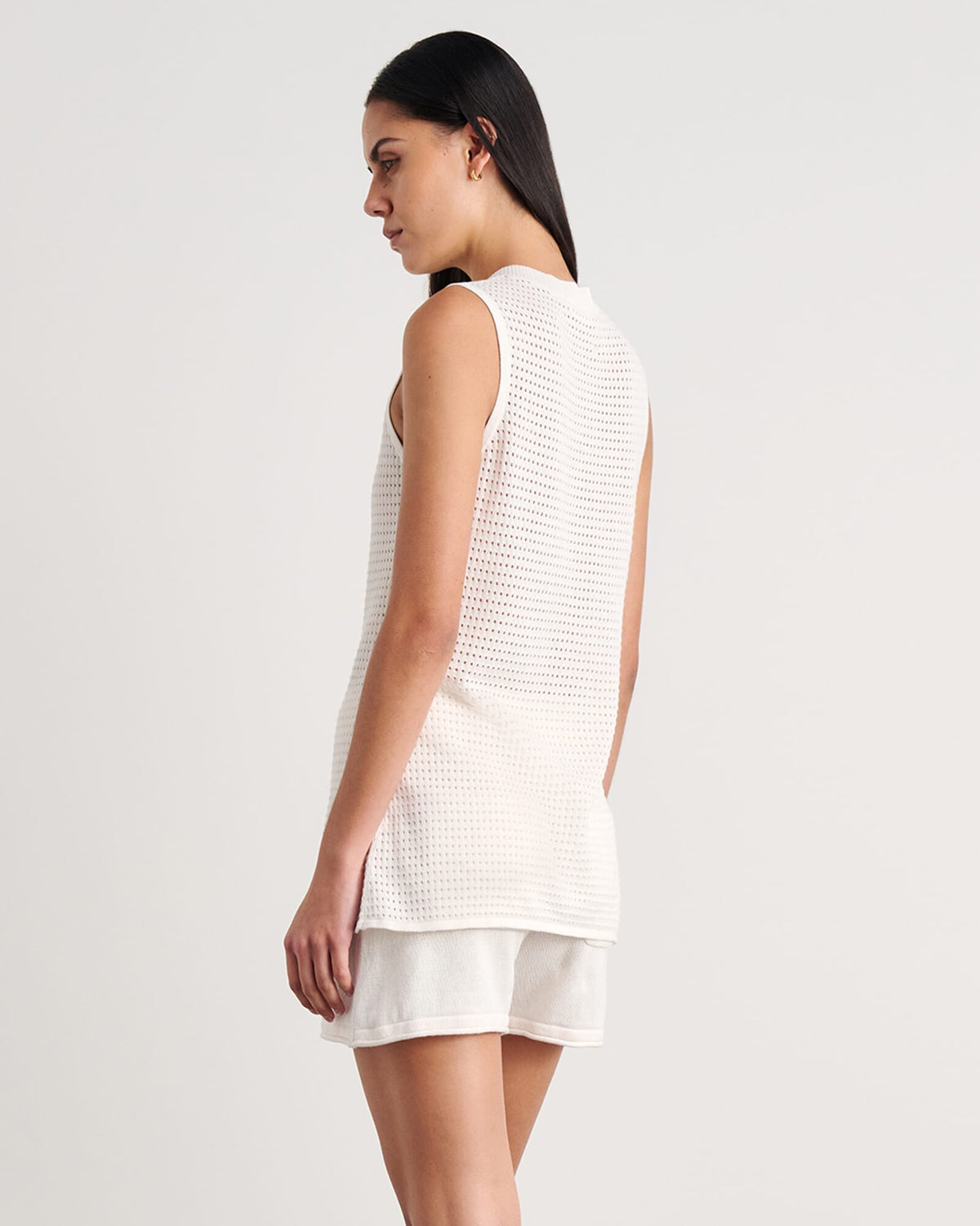 JAG brita longline knit vest milk