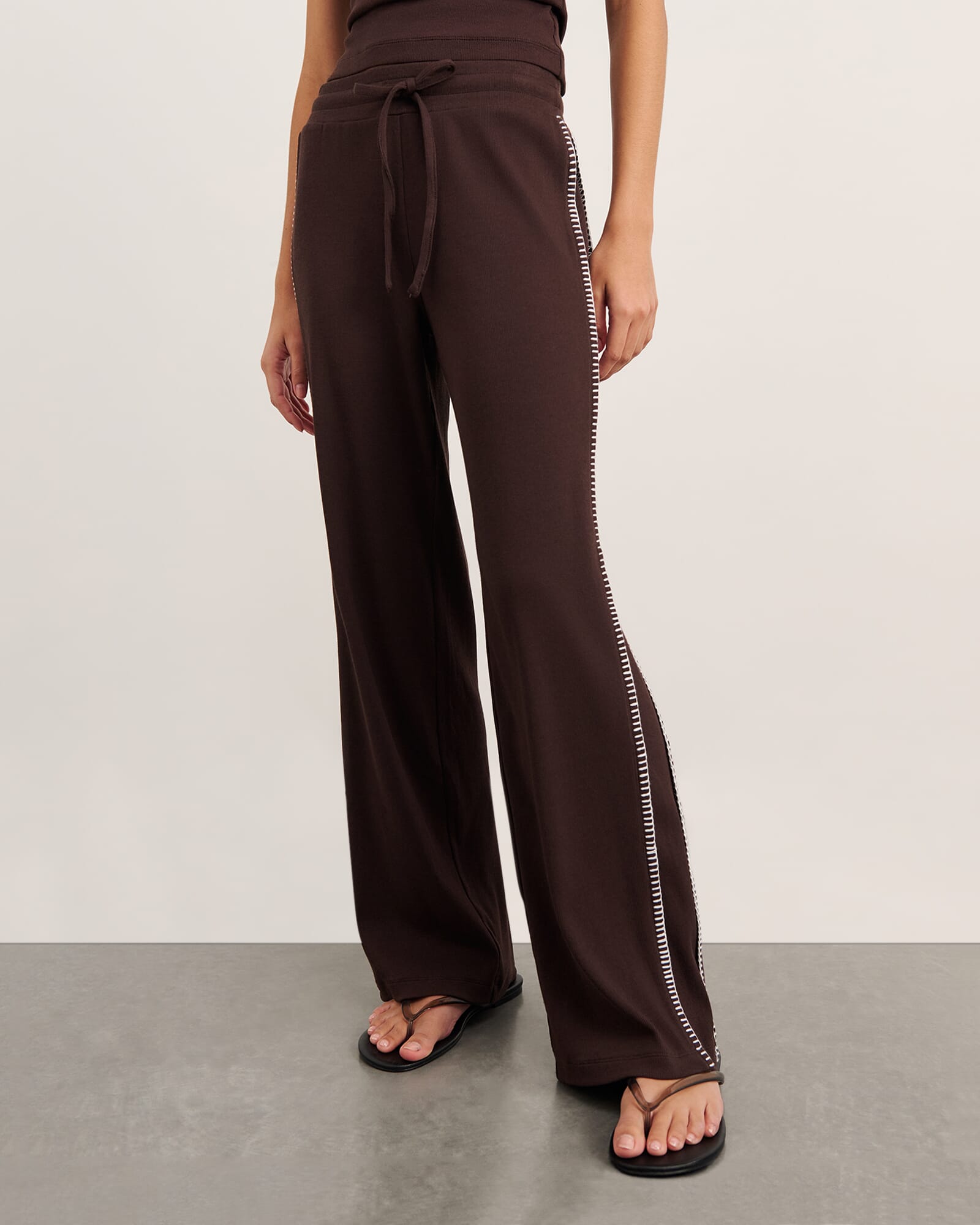 JAG celina blanket stitch pant darkchocolate