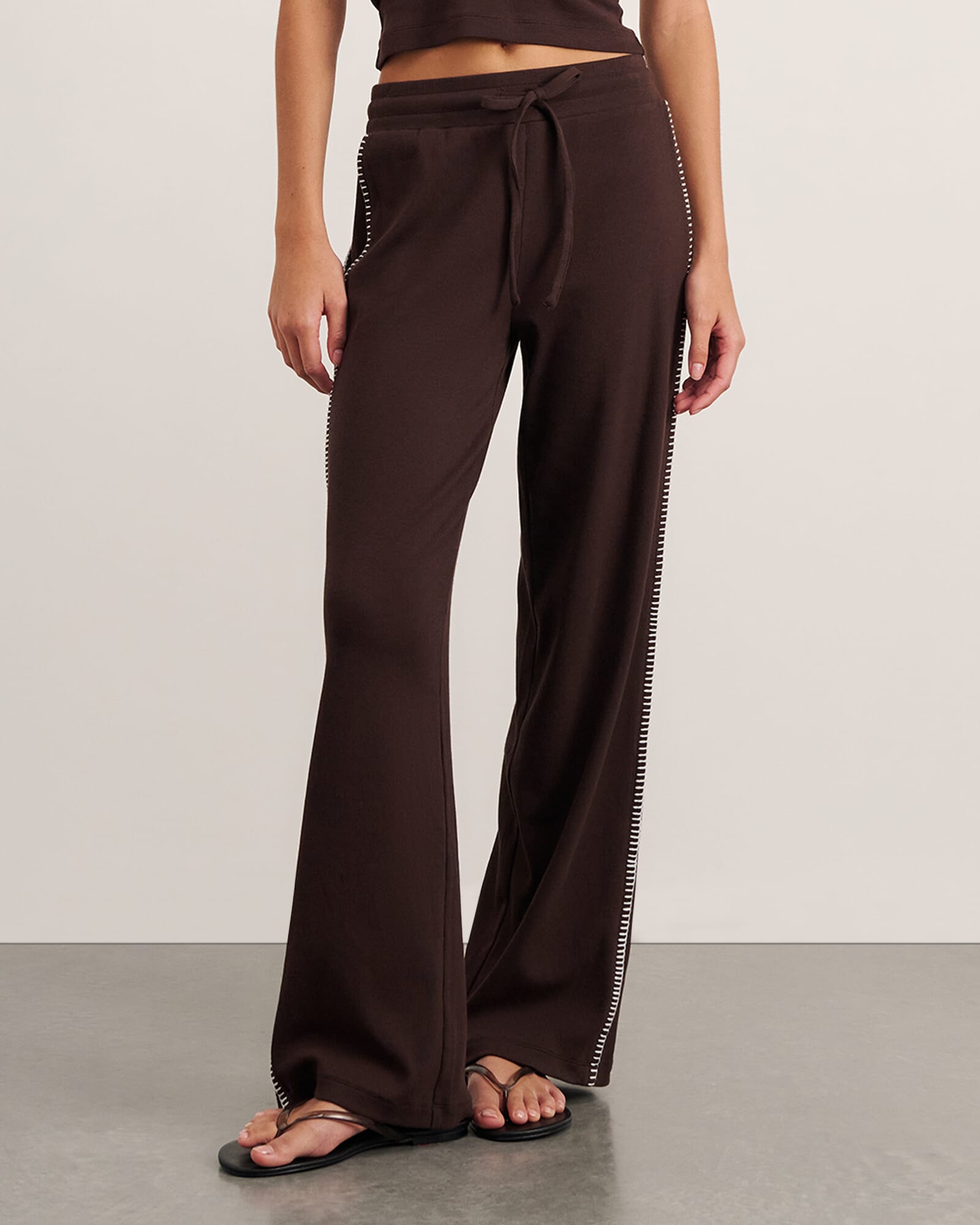 JAG celina blanket stitch pant darkchocolate