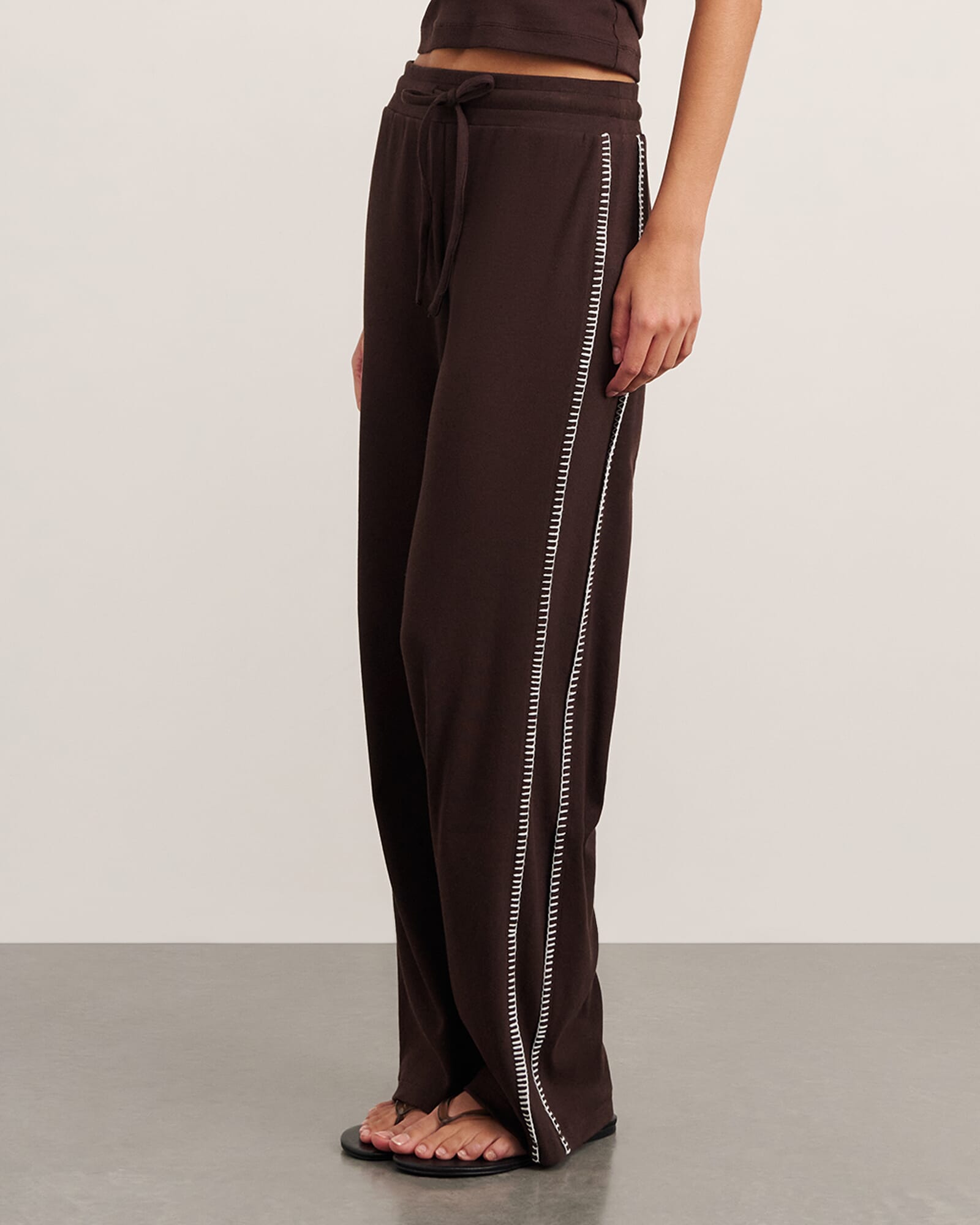 JAG celina blanket stitch pant darkchocolate